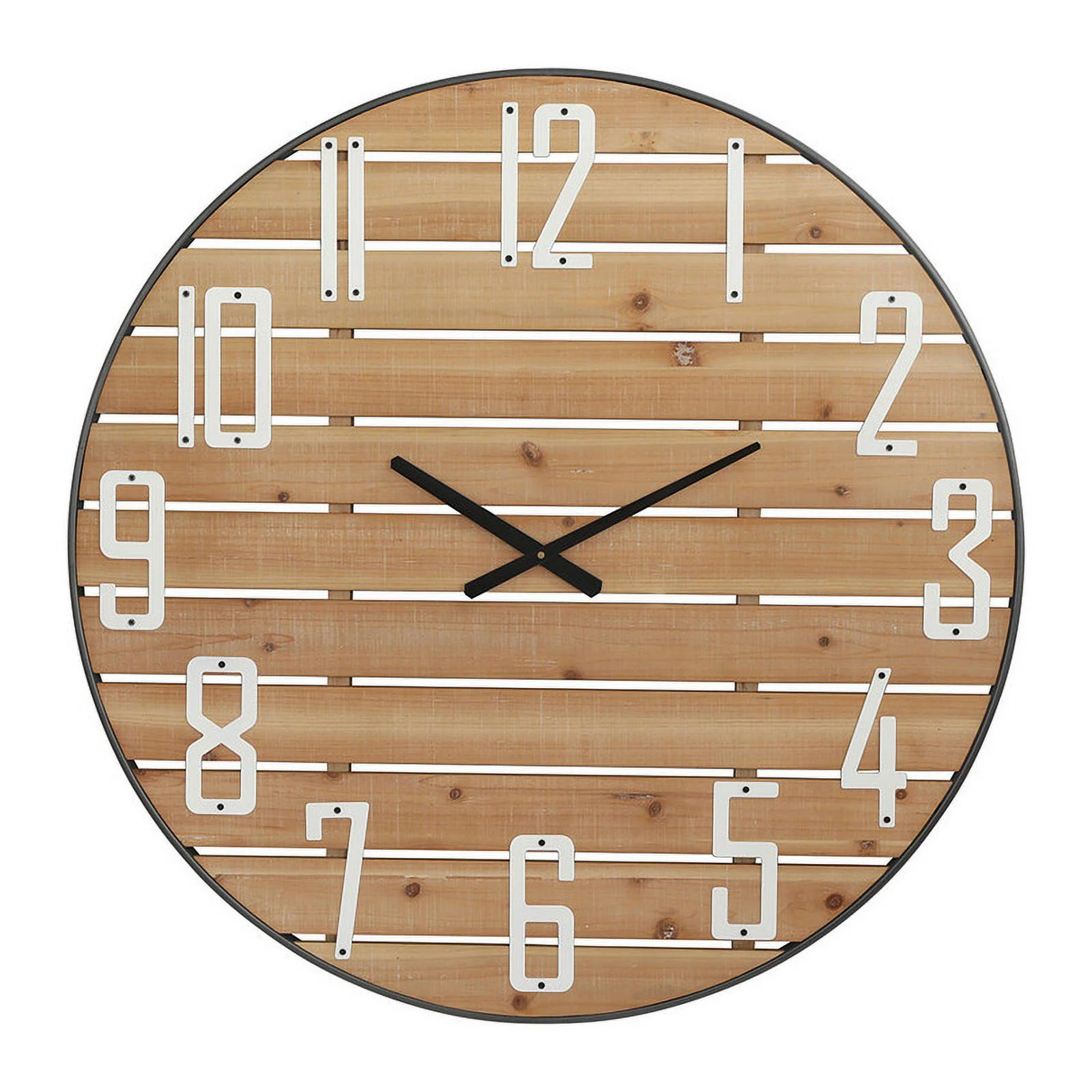 Lorena Brown Round Wood Farmhouse Wall Clock