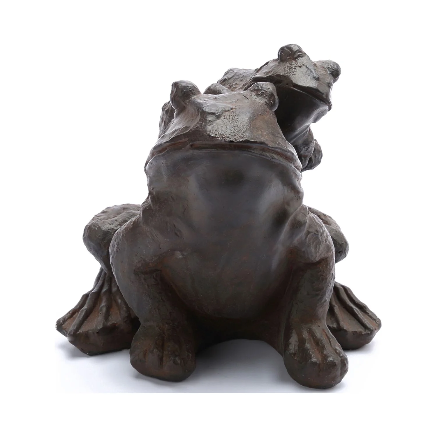 HomeStock Rustic Retreat Brown Mgo Frog Family Garden Statue