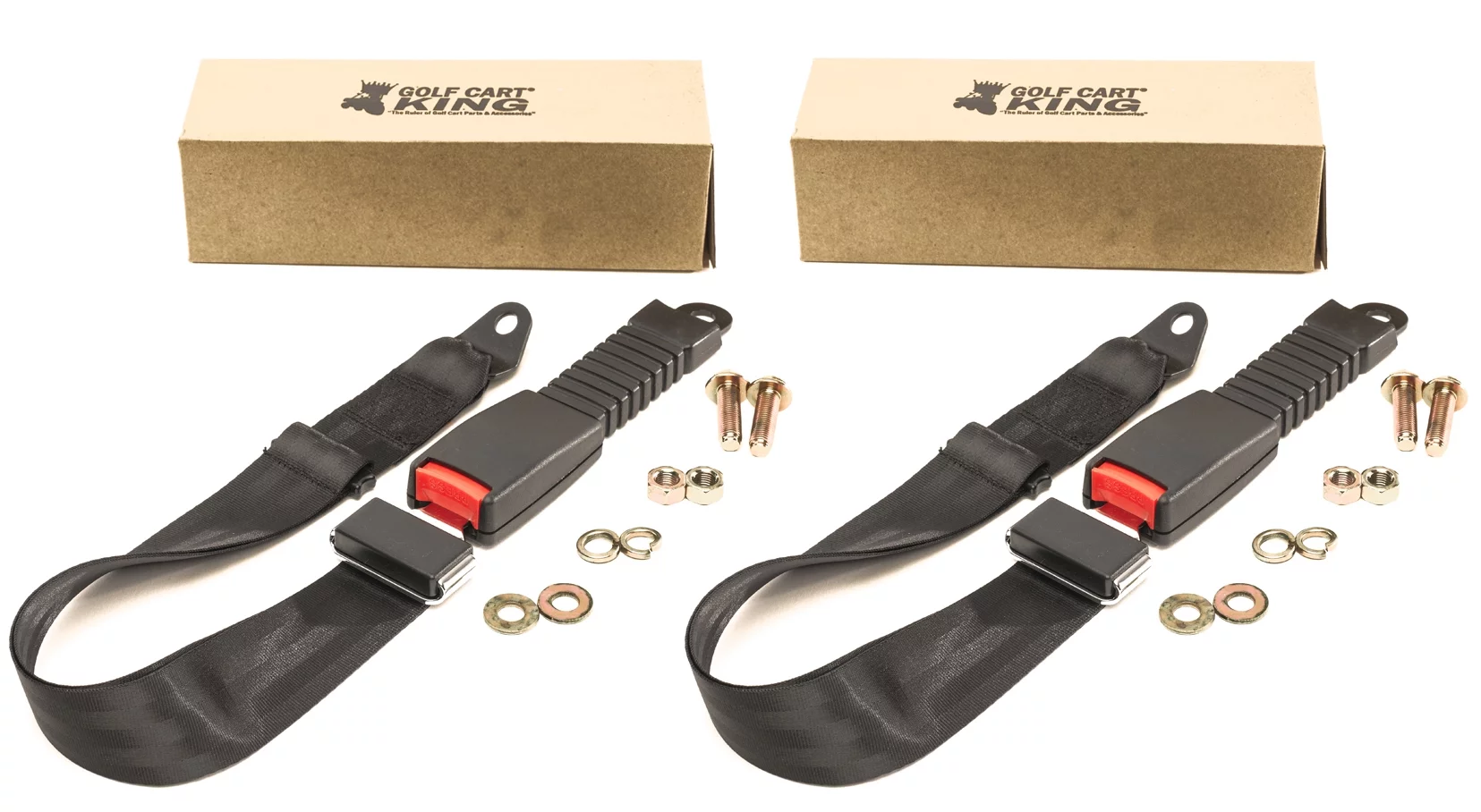 (2) Golf Cart NON-Retractable Lap Seat Belts for Club Car, Yamaha, EZGO, and ATV