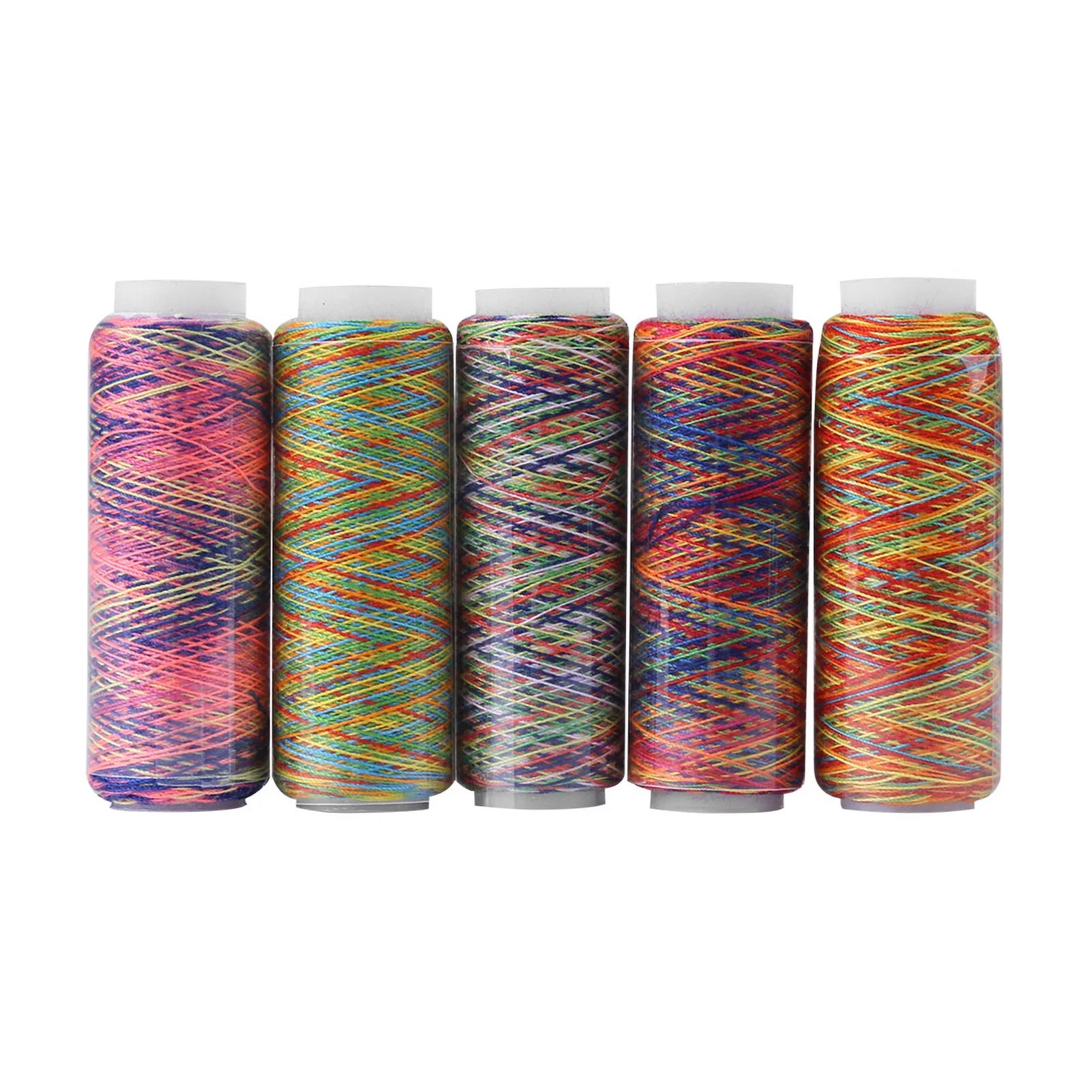 Sewing Thread, 5 Color Set of Polyester All-Purpose Sewing Threads Prewound Bobbin Thread Plastic for Embroidery and Sewing Machine DIY Embroidery Thread