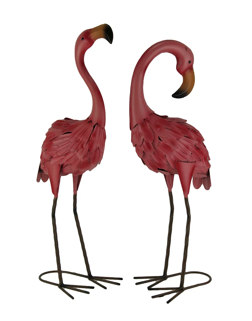 Chesapeake Set of 2 Decorative Metal Pink Flamingo Yard Statues