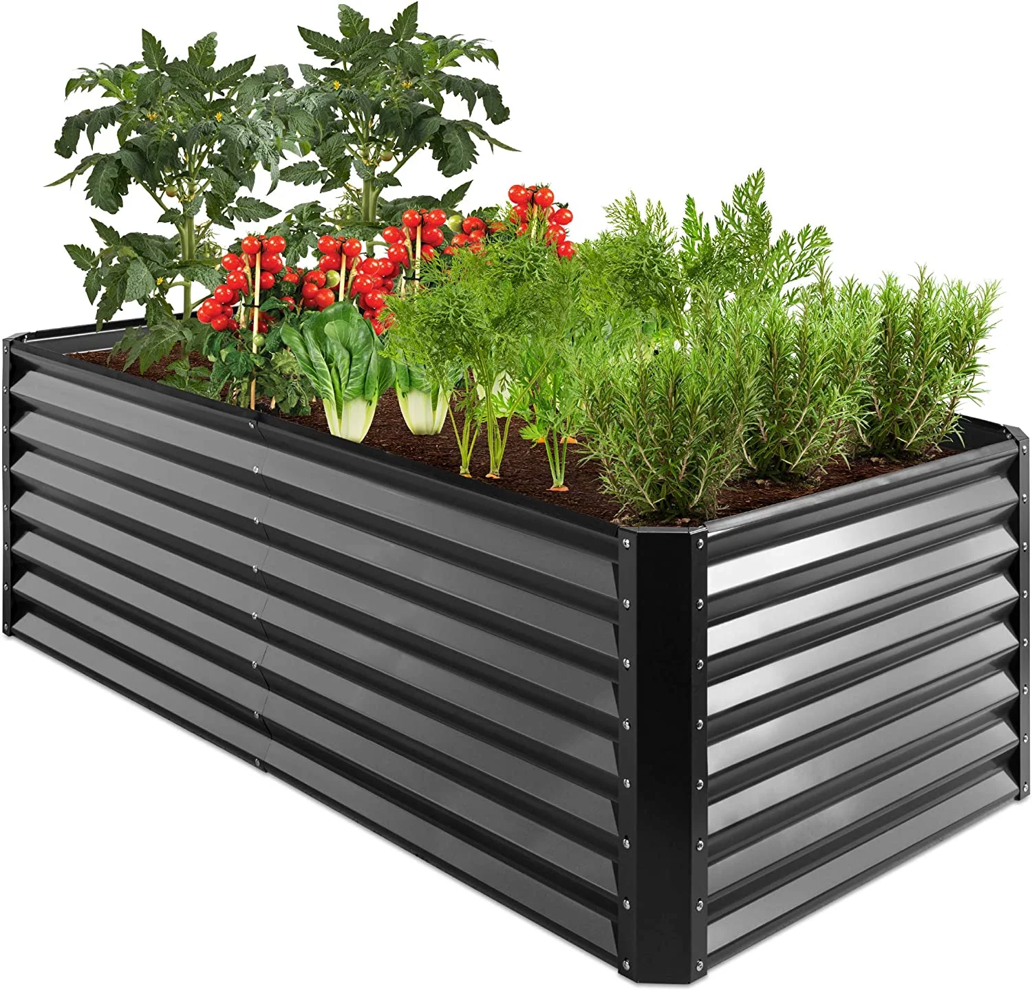 6x3x2ft outdoor metal raised garden bed, deep root box planter for vegetables, flowers, herbs, and succulent plants, with a capacity of 269 gallons - gray