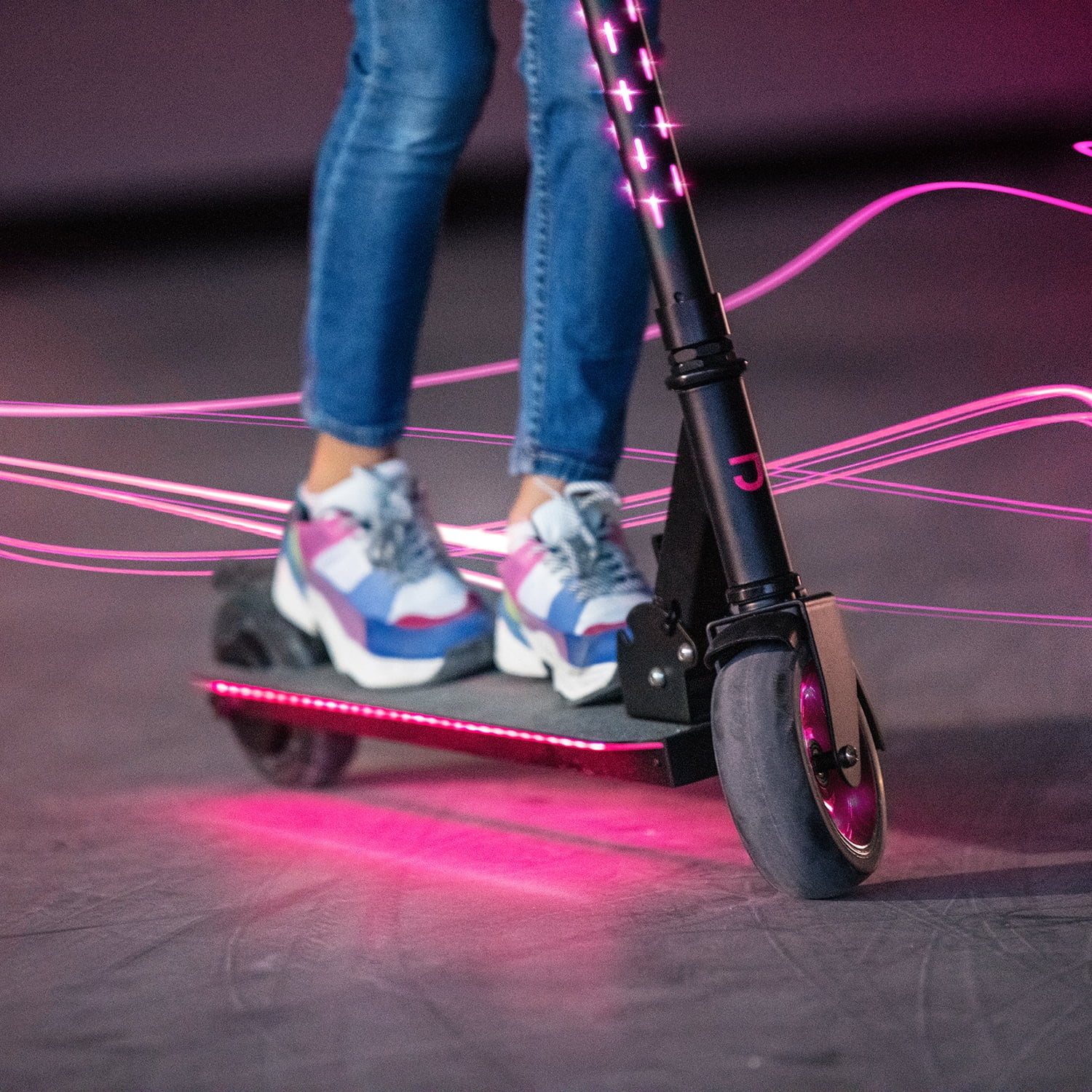 Jetson Glow Kids Electric Scooter with Throttle, LED Lights on Deck and Stem with Light-Up Handlebar Grips, For Kids 8 and Up, Pink