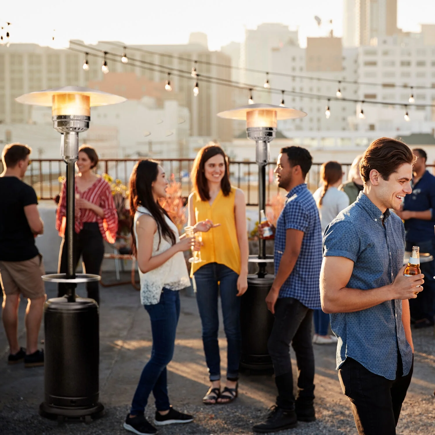 Hanover 7-ft. 48,000 BTU Steel Umbrella Propane Patio Heater in Black, HAN004BLK