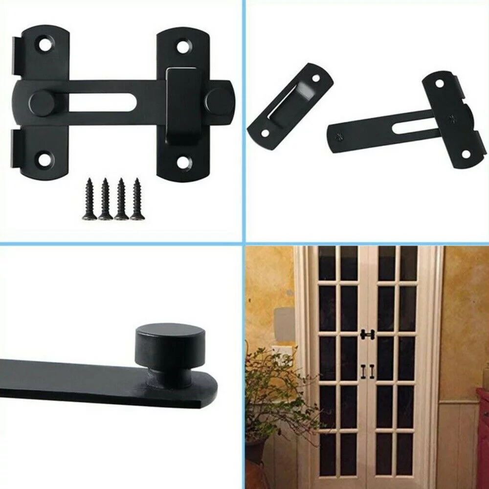 Steel Door Latch Sliding Door Lock For Sliding Barn Wood Door Gate Matte Black
