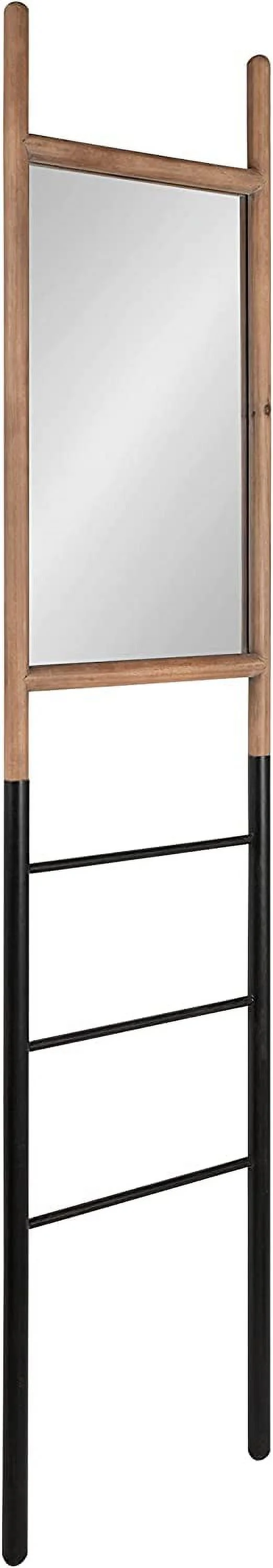HYHBIBOOM Trygg Rustic Leaning Mirror  17"x 72.5"  Two-Tone Natural and Black Finish  Ladder-Inspired Farmhouse Mirror