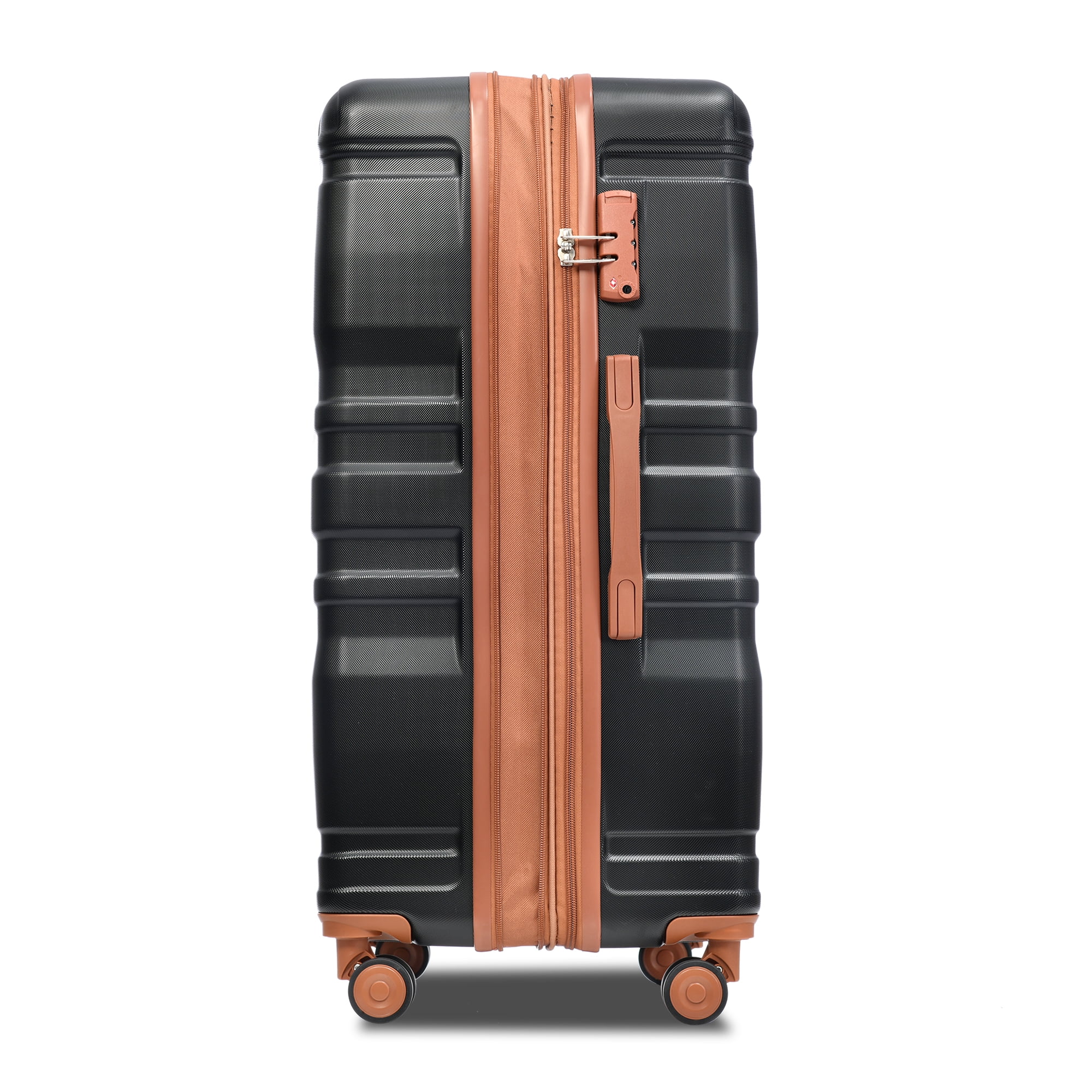 3-Piece Luggage Set - Expandable ABS Hardshell Clearance Suitcases with Spinner Wheels and TSA Lock - Lightweight and Sturdy (20''/24''/28'') - Black and Brown