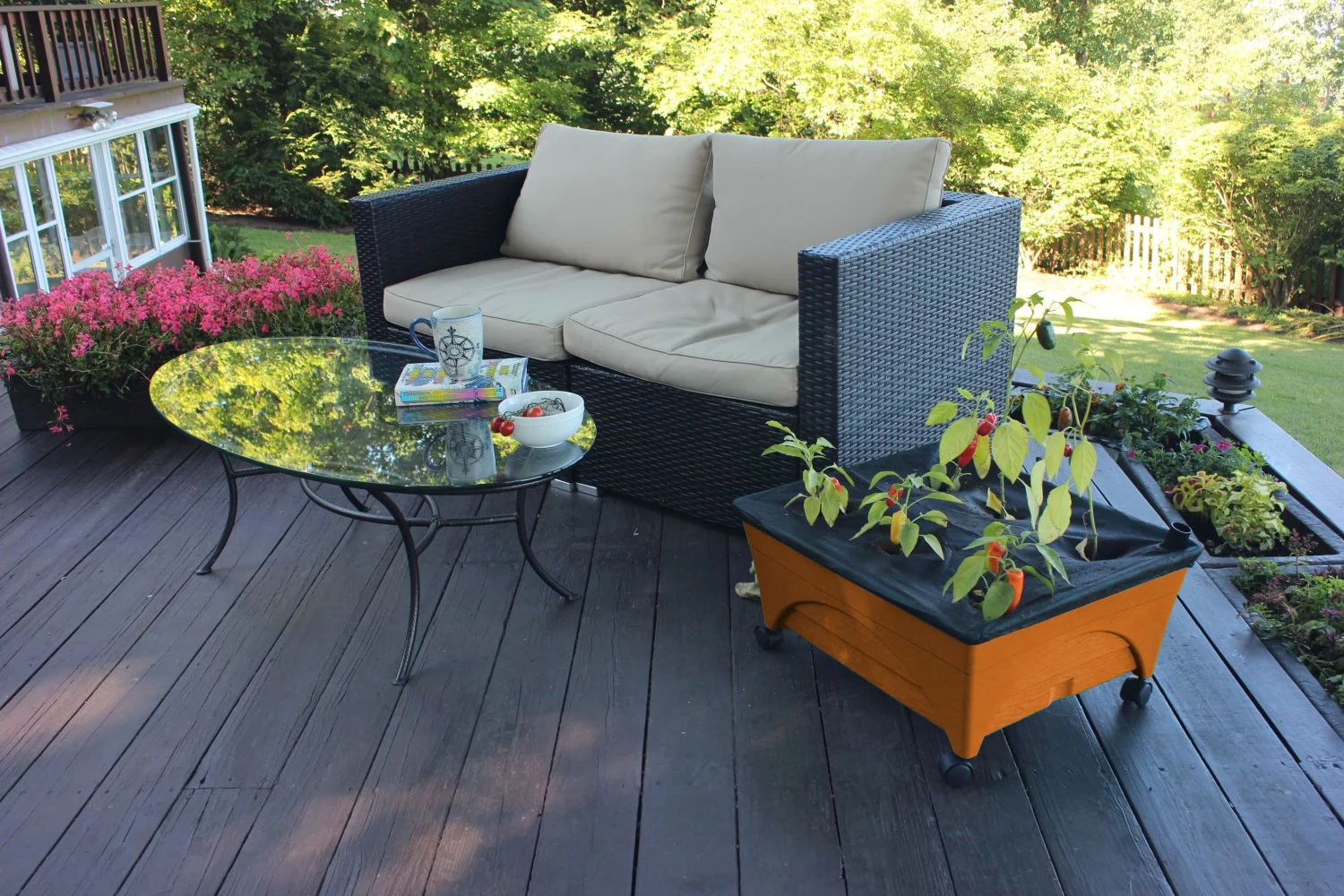 EMSCO Group- City Picker Raised Bed Grow Box – Self Watering and Improved Aeration – Mobile Unit with Casters - Cobalt Blue