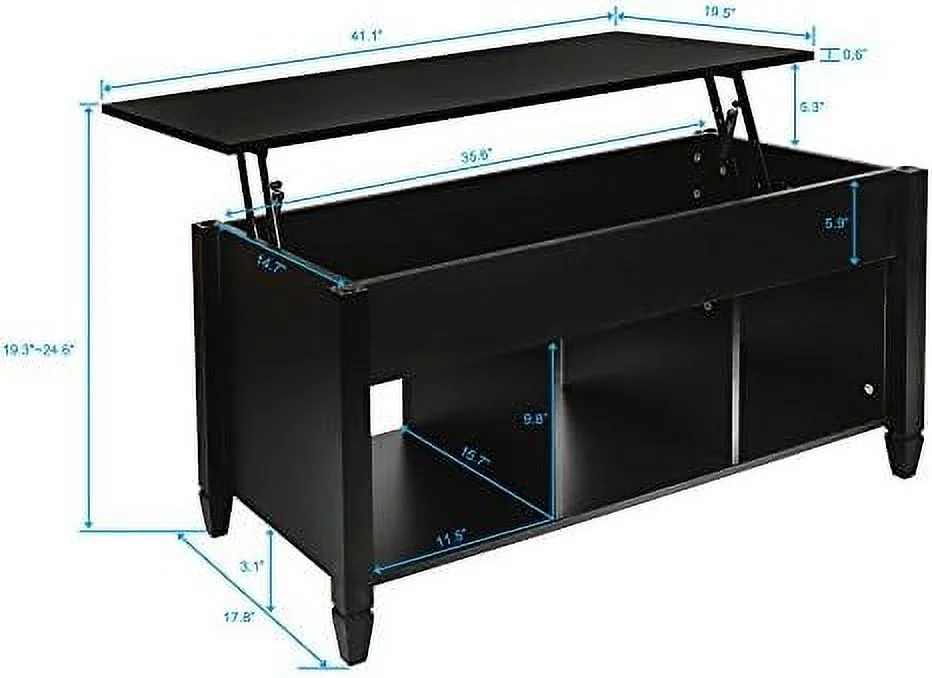 TJUNBOLIFE Lift top Coffee Table  Coffee Table with Lifting top  Lift Tabletop with Hidden  Drawers for Home Living Room