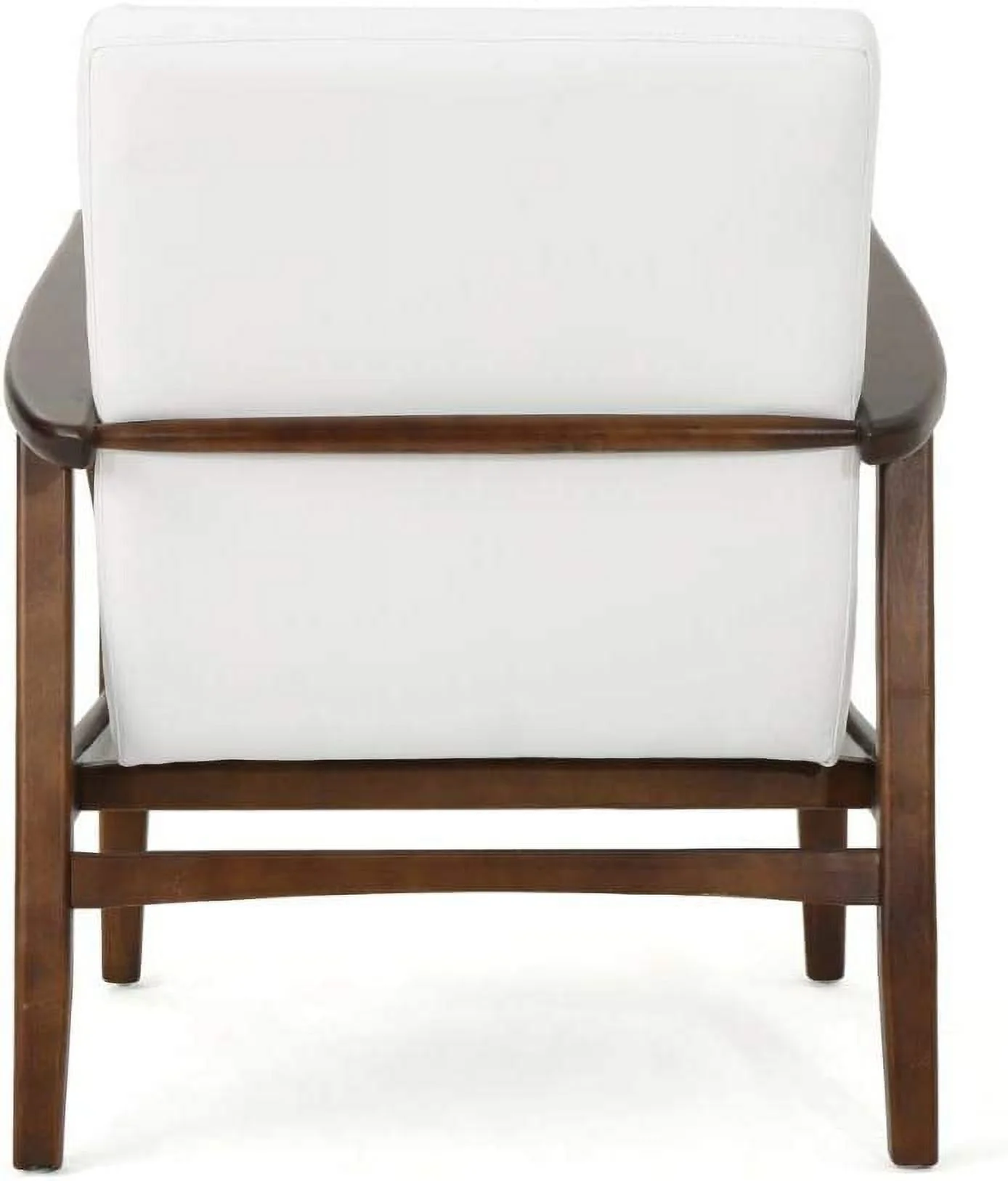 GDF Studio Conrad Century Modern Faux Leather Club Chair With Wood Frame, White And Dark Espresso