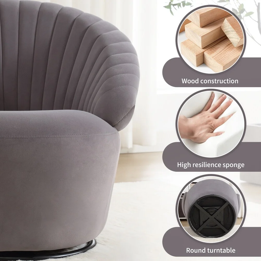 YUUIJOAA Swivel Barrel Chair Comfy Velvet Tufted Accent Chair Set of 2,Dark Grey