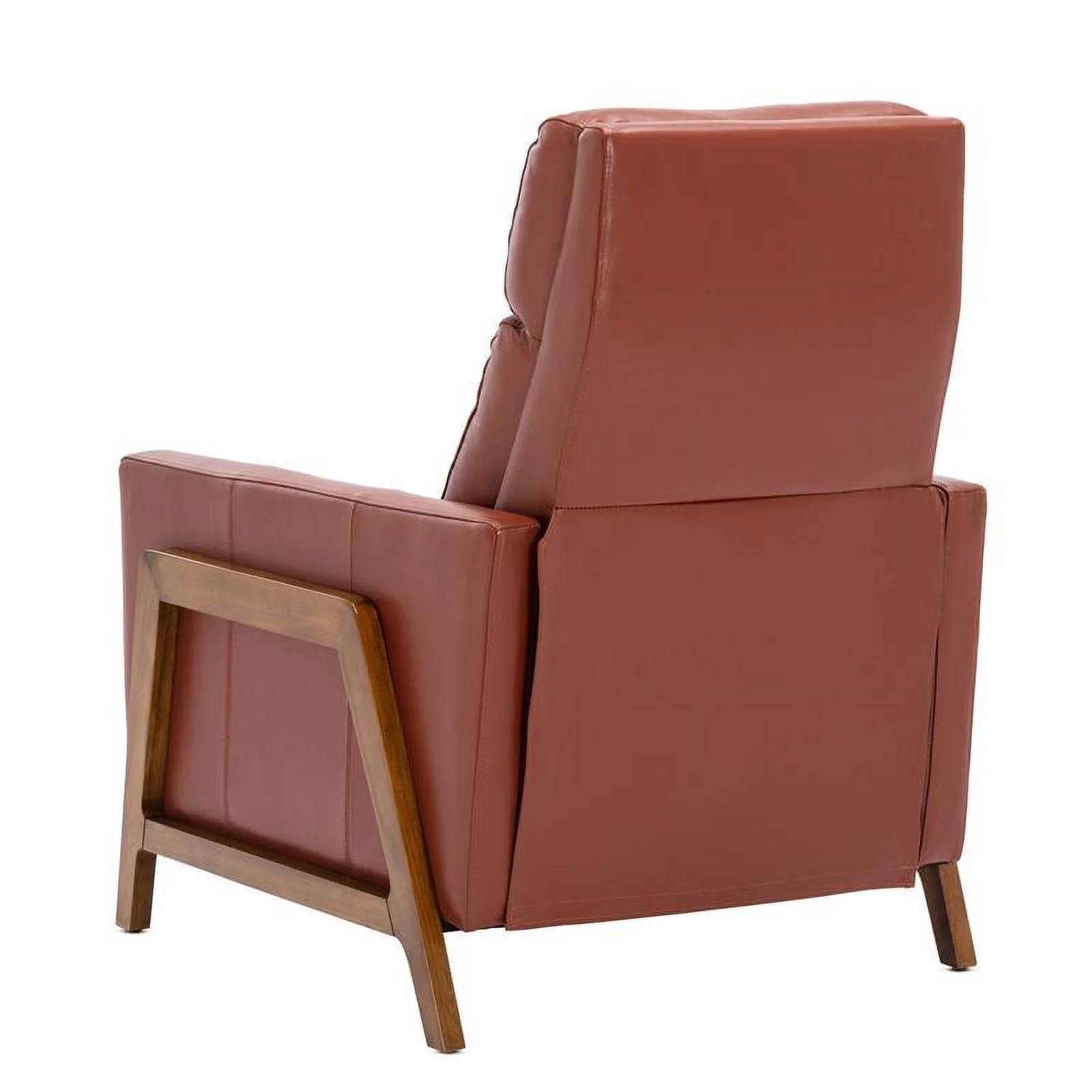 Bowery Hill Modern Leather Push Back Recliner in Caramel Finish
