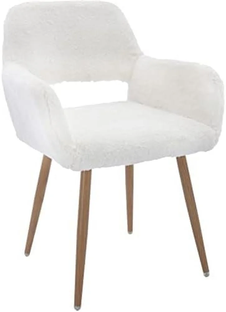 SJOINGB Desk Chair Faux Fur Desk Chair No Wheels Dining Room Chairs - Fluffy Desk Chair Upholstered Desk Chair Modern Dining Chairs  Furry Accent Chair for Bedroom  Armrest Cute Side Chai