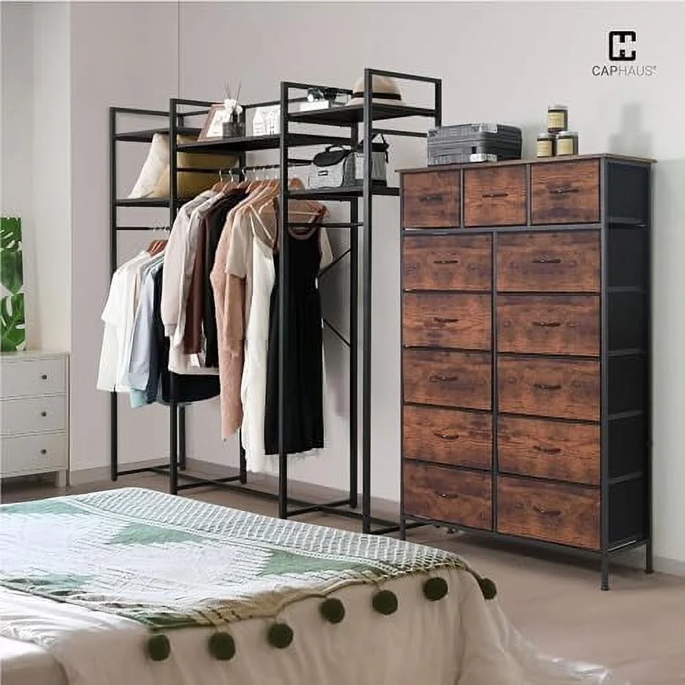 TQJKLFDY Drawer  Tower w/ 9 Fabric Bins  Laundry   Sorting Unit  Chest of Drawers  Organizer w/ P2 Board Top & Fabric Bins  Organizer Unit for Multi-purpose  Hallway  Office  Rustic O