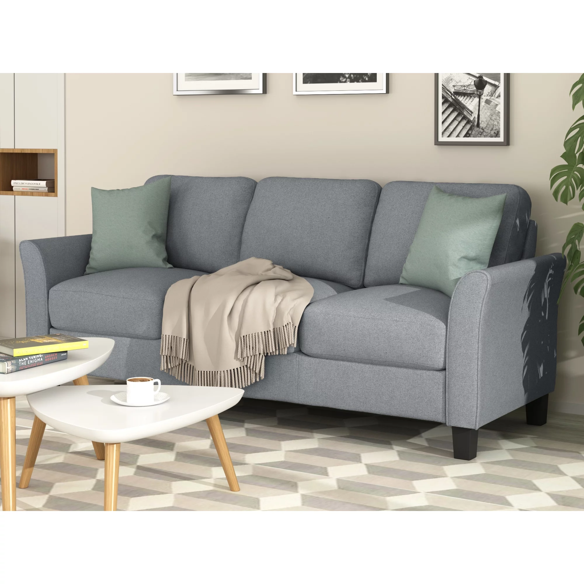 Dawn Whisper Living Room Furniture Loveseat Sofa and 3-seat Sofa, Gray