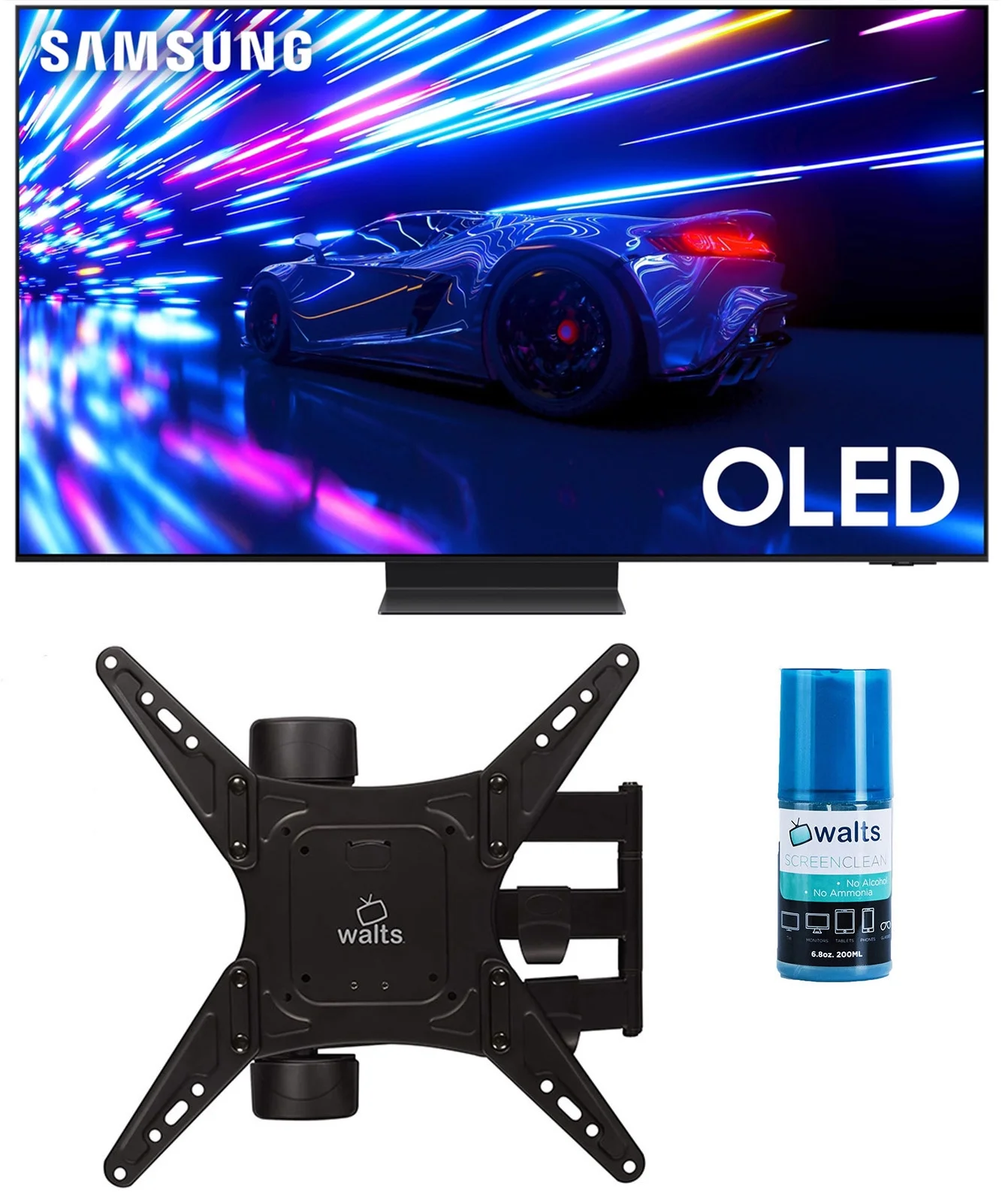 Samsung QN65S95DAFXZA 65 Inch OLED 4K Smart TV with Dolby Atmos with a Walts TV Medium Full Motion Mount for 32-65 Inch Compatible TV's and Walts HDTV Screen Cleaner Kit (2024)