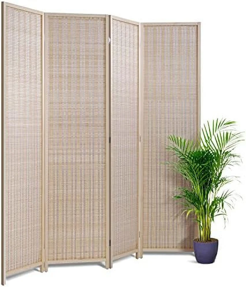 ZWNLKQG 6FT Room Divider 4 Panel  72 Inch Wall Divider Wood Screen Privacy Screen Seperating Divider Handwork  Folding Portable for Home Bedroom  Black