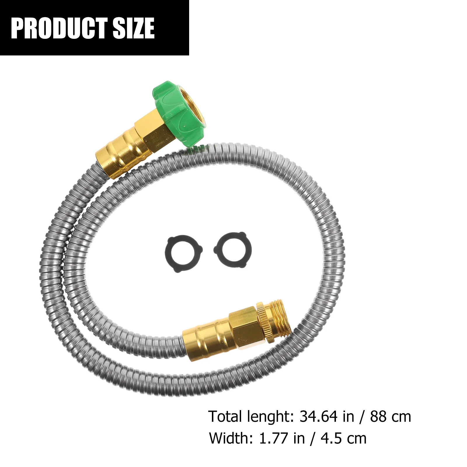 Qumonin Metal Garden Hose Flexible Stainless Steel Water Extension 3FT Heavy Duty