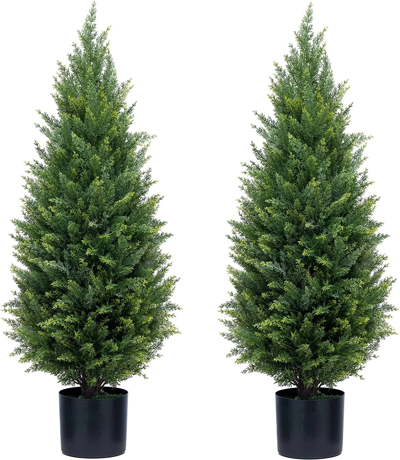 HYUN Two 3ft Artificial Topiary Trees UV Resistant Bushes Potted Plants Artificial Cedar Tree Artificial Shrubs Tree for Indoor Outdoor