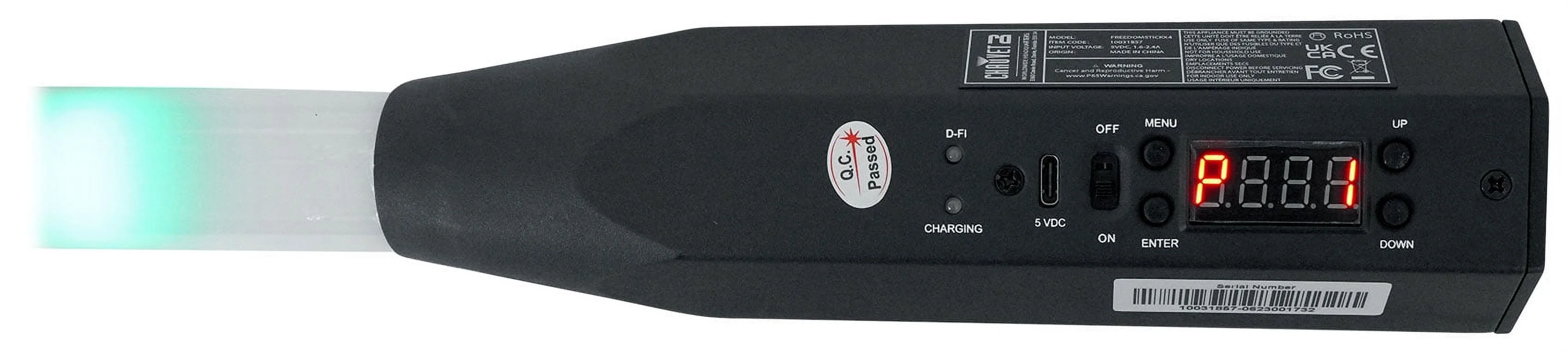 Chauvet DJ Freedom Stick X4 4 Wireless Battery RF DMX Light Sticks+Remote+Fogger