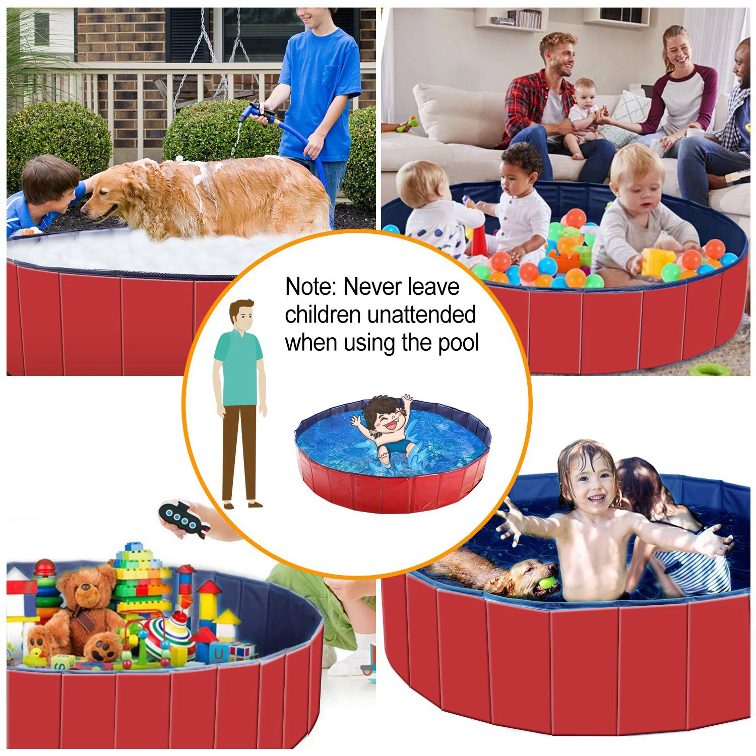 iMounTEK 47.2x47.2x11.8in Foldable Pet Swimming Pool PVC Kiddie Baby Dog Swim Pool Bathing Tub Playmat Kids Pools