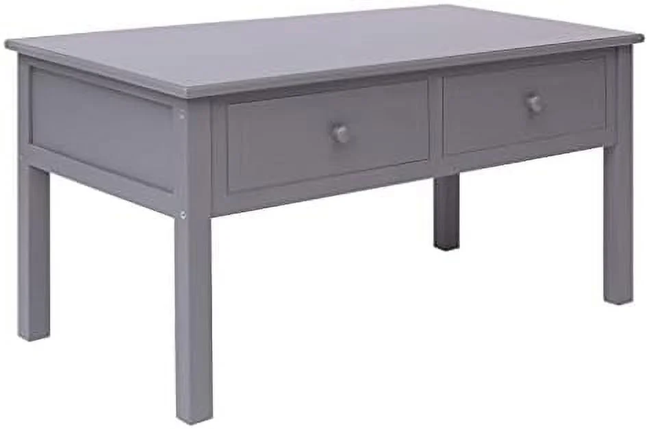 TJUNBOLIFE Wood Coffee Table with 2 Drawers - Gray Paulownia and Poplar  - Scandinavian and Farmhouse Style