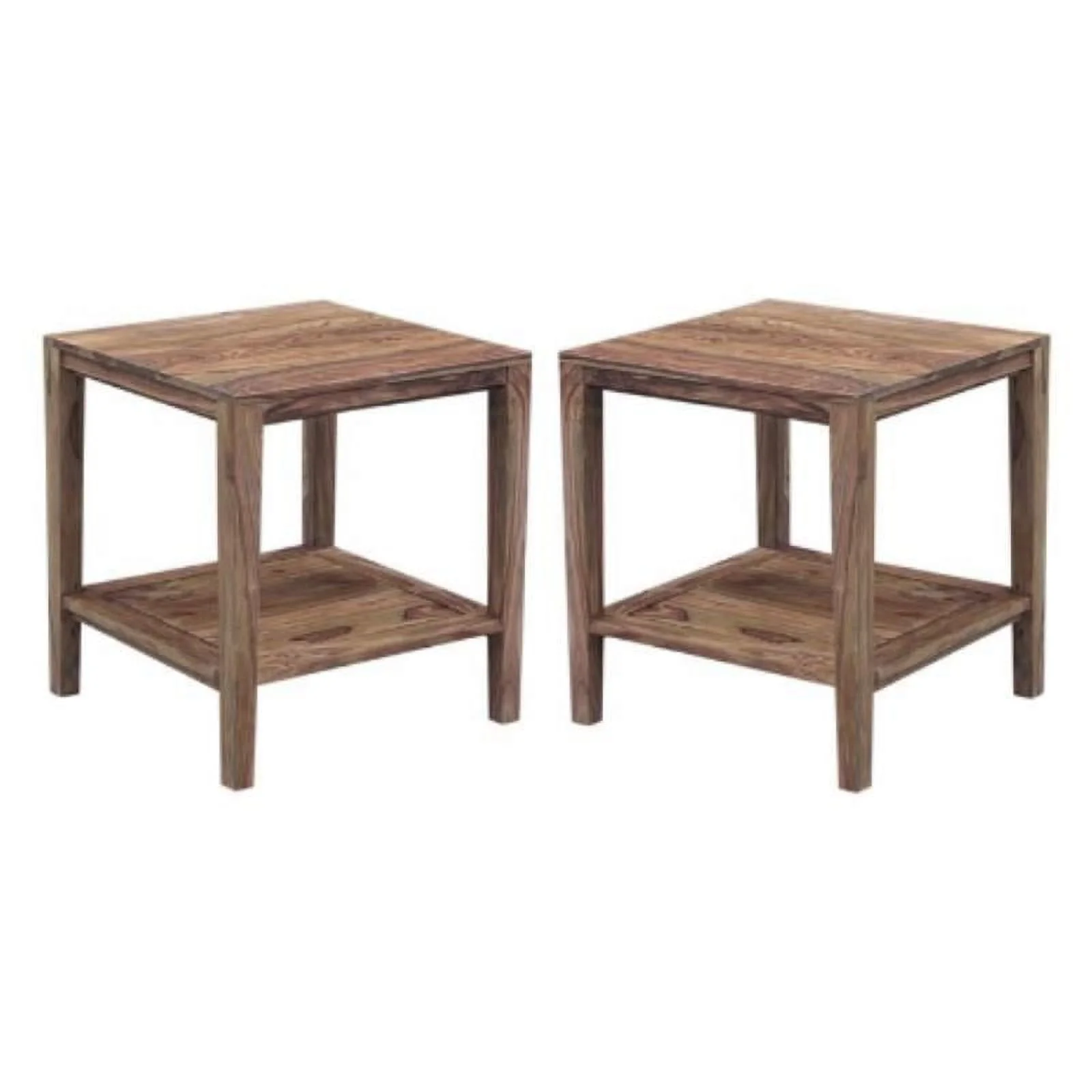 Home Square Sheesham Wood End Table in Natural Finish - Set of 2