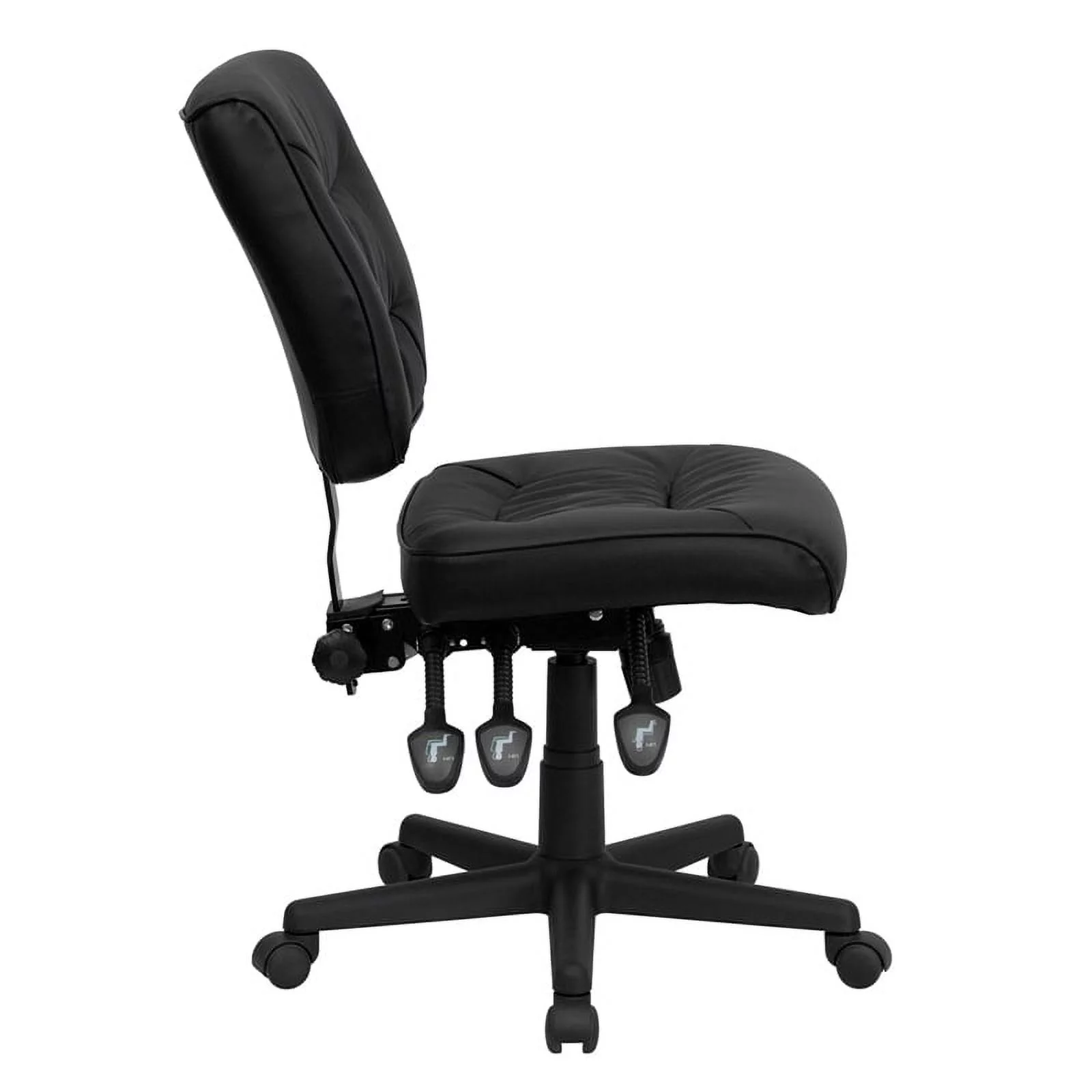 Emma + Oliver Mid-Back Black LeatherSoft Multifunction Swivel Ergonomic Task Office Chair