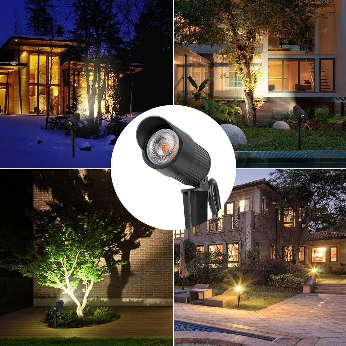 RNEHON 7W LED Landscape Lighting Outdoor Spotlight, 12V-24V AC/DC Low Voltage Garden Pathway Lights Warm White IP67 Waterproof for Driveway, Yard,Lawn,Patio,Outdoor Lights(6 Pack)