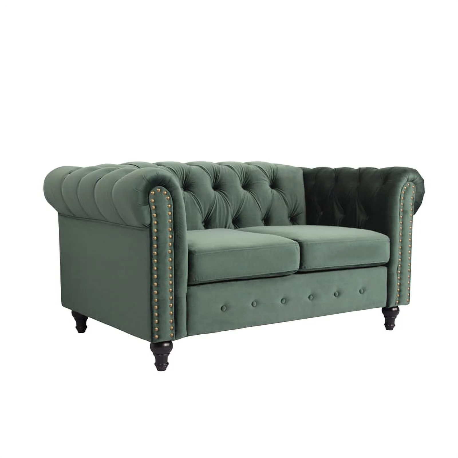 Home Square 3 Piece Set with Velvet Living Room Sofa Loveseat & Chair in Green