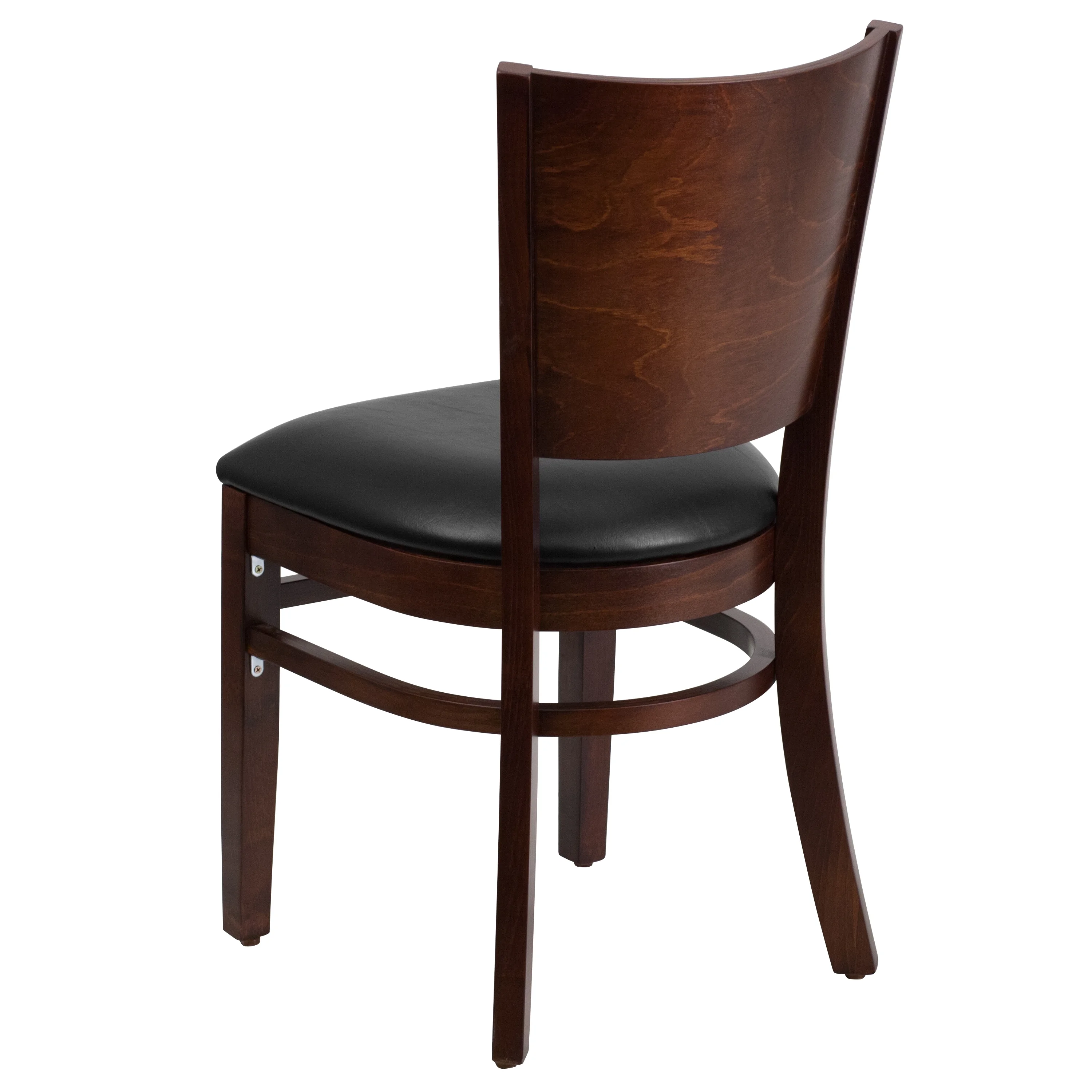 Flash Furniture 2 Pack Lacey Series Solid Back Walnut Wood Restaurant Chair - Black Vinyl Seat