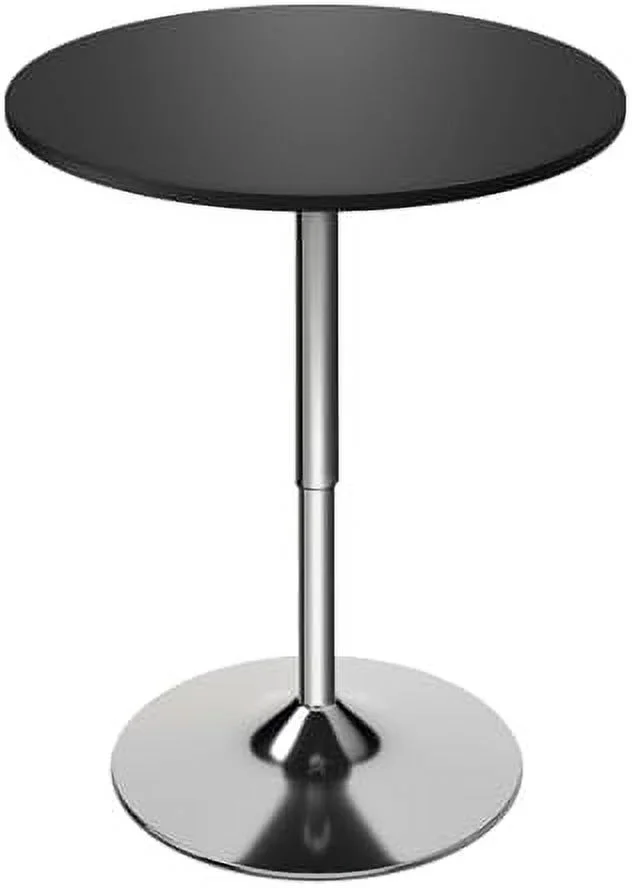 xrboomlife 23.5'' Round Adjustable Height Wood  Pub Table Adjustable Range 27.5"-36" Living Room Dining Room  Cocktail Table (White Black)