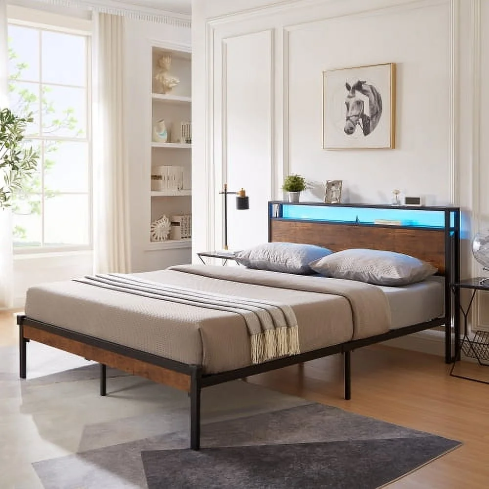 DremFaryoyo Full Size Metal Bed Frame with Headboard and Footboard