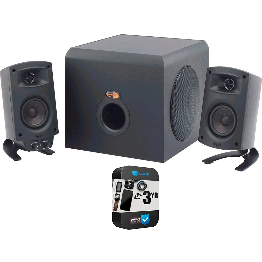 Restored Klipsch 1011400 ProMedia 2.1 THX Speaker System Black Bundle with 3 YR CPS Enhanced Protection Pack (Refurbished)