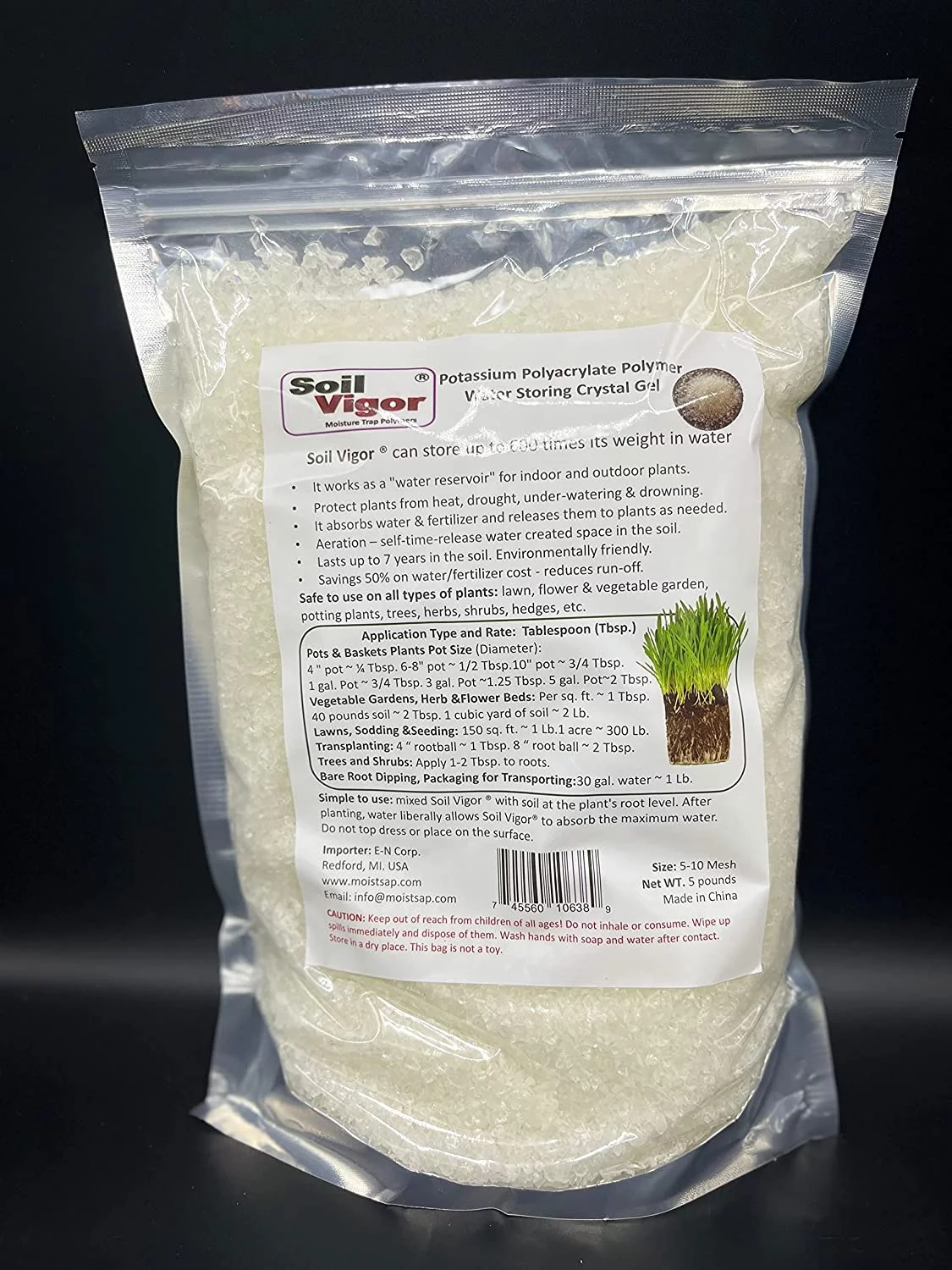 Potassium Polyacrylate for Garden Lasts Up to 7 Years in Soil 10 Pounds