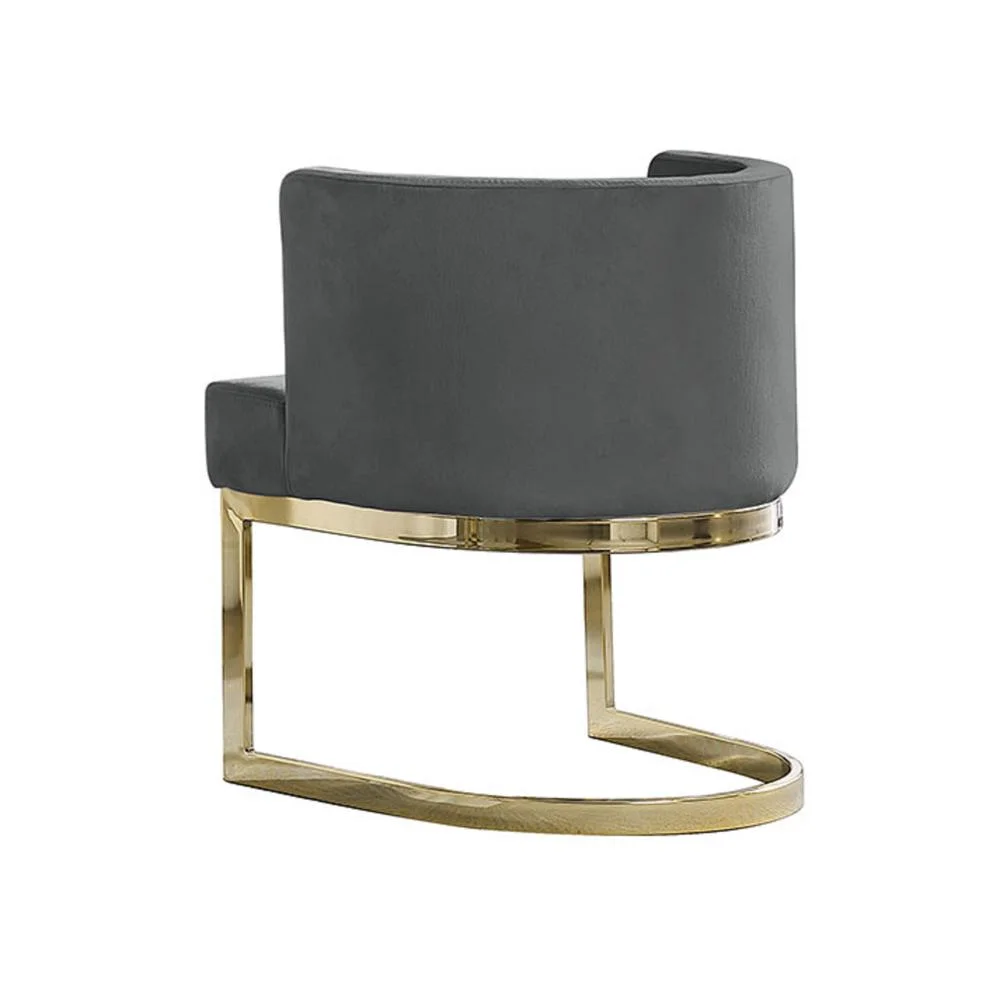 Velvet Dark Gray Accent Chair with Gold Chrome Base - 1 Chair