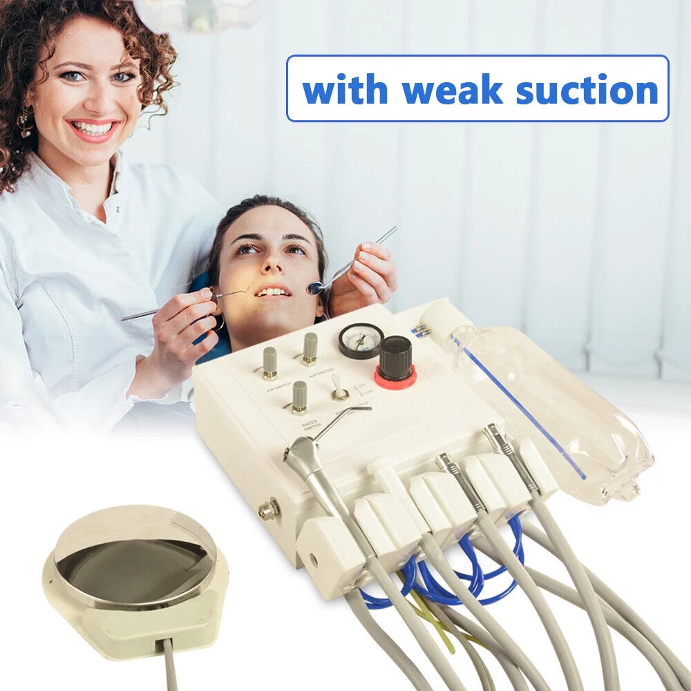 4-Hole Portable Dental Weak Suction Turbine Unit Wall Type Tube Work Air Control