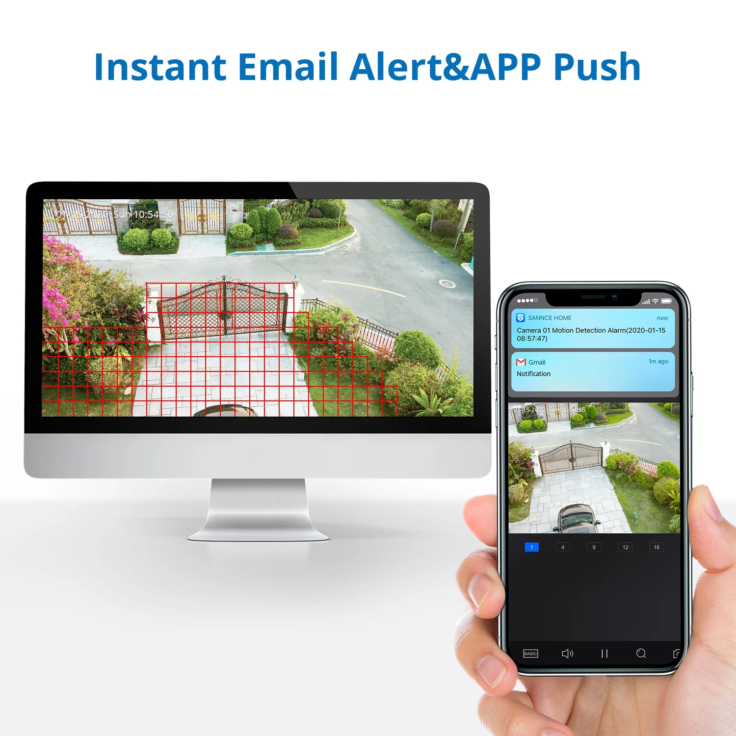 SANNCE 4CH 1080P 5in1 DVR Home Video Surceillance 4Pcs 2.0MP Night Vision Security Camera System 1TB HDD,Wired CCTV