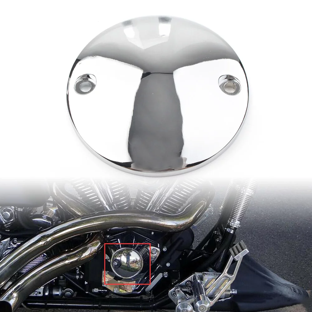 ZS Motorcycle Chrome Ignition Timing Points Cover 2 Hole for Harley Big Twin 1970-1999 Sportster XL883 XL1200 1971-up