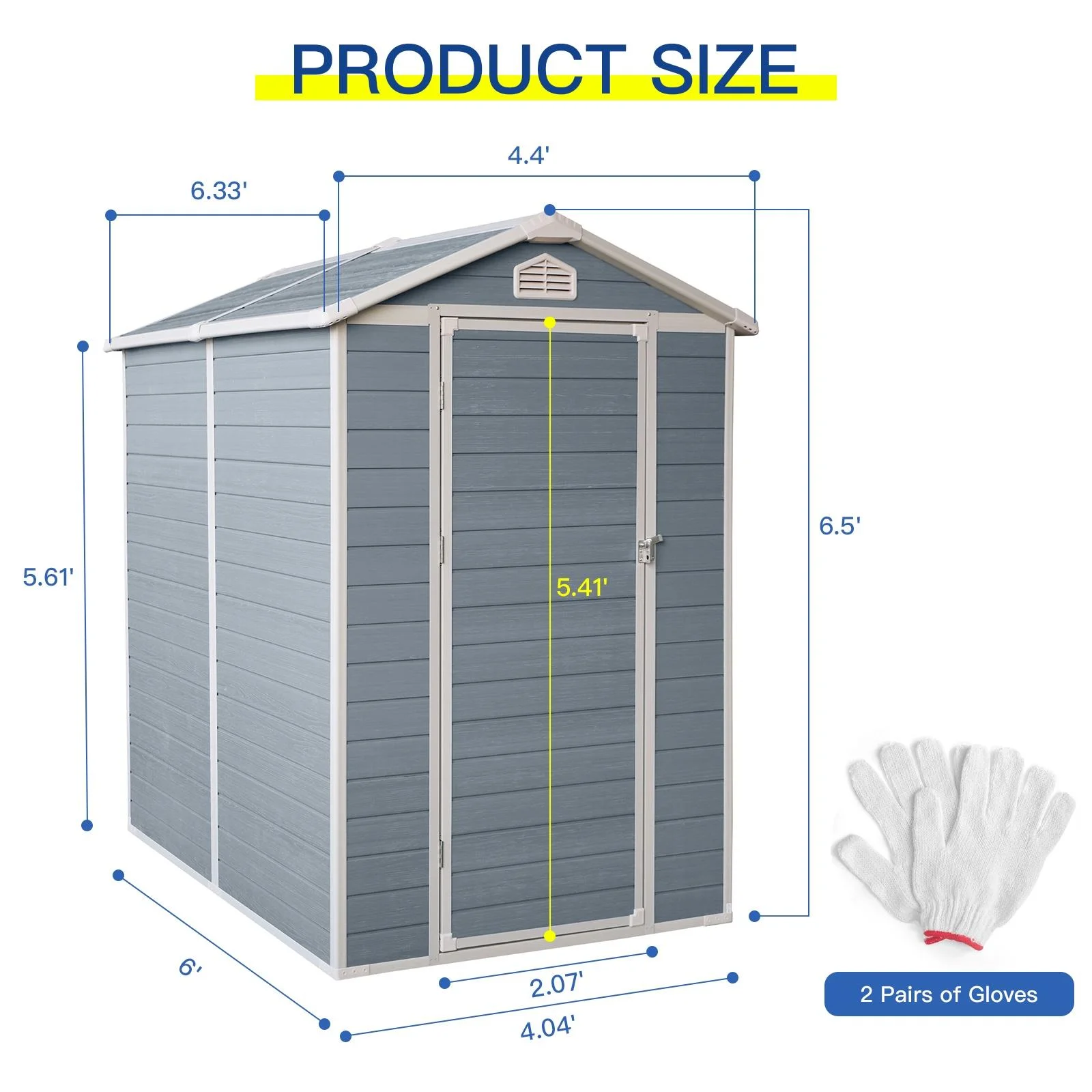6' x 4' Outdoor Resin Storage Shed, Backyard Plastic Sheds with Reinforced Floor, Lockable Door, Garage Patio Garden Storage Shed, Gray