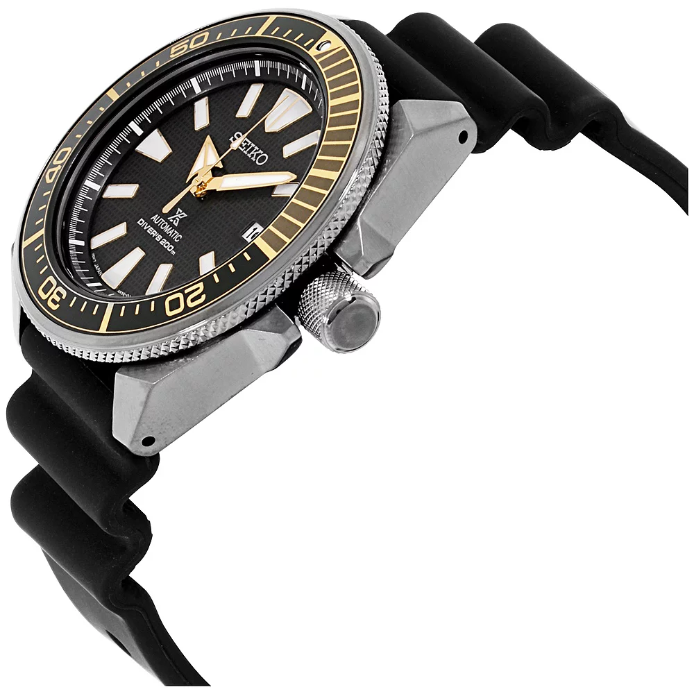 Seiko Men's Prospex Black Ion Automatic Dive Watch with Black Silicone Strap 200 m SRPB55