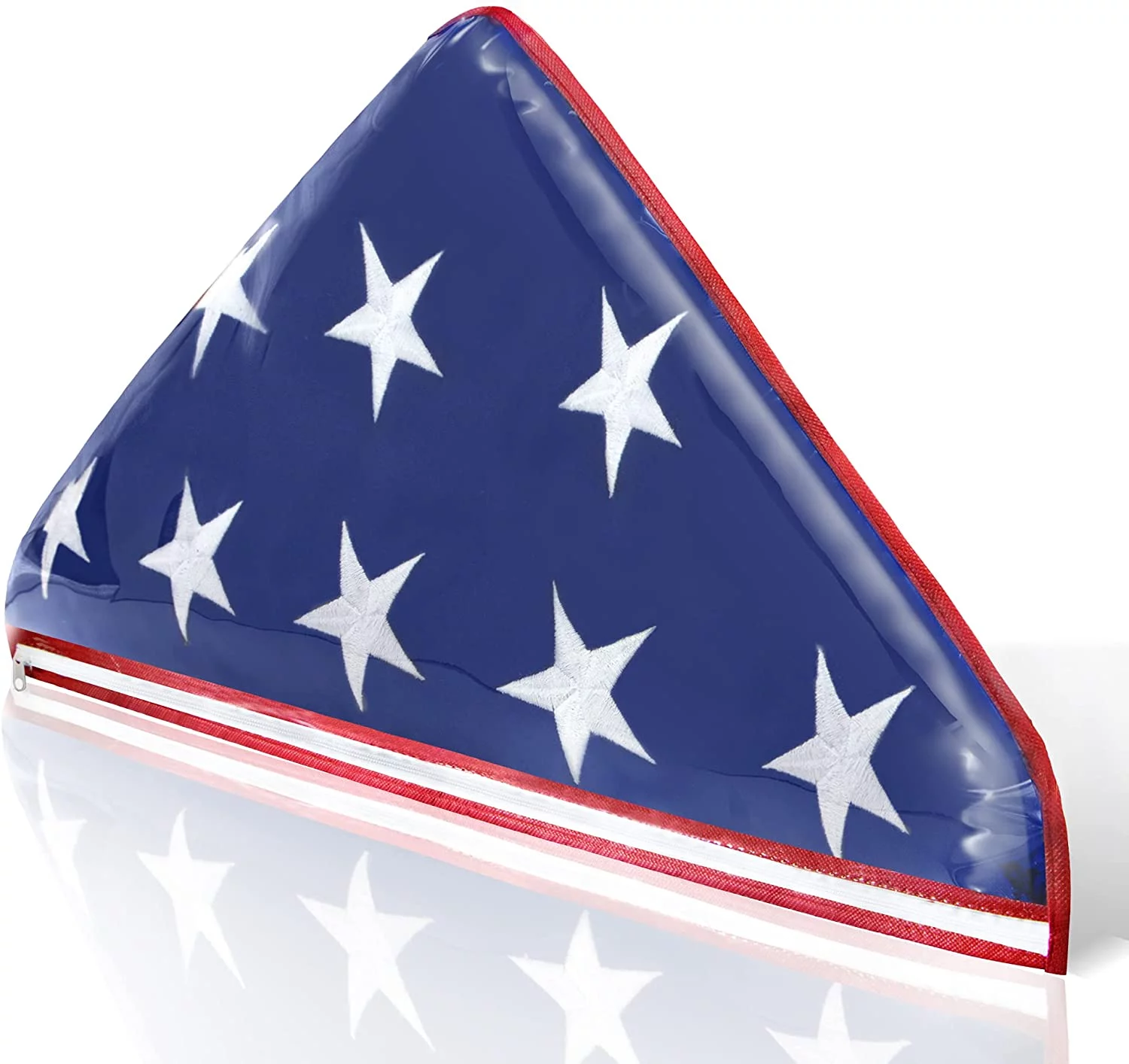 Anley Vinyl Memorial Flag Display Bag with Zipper - Easy Storage and Lightweight - American Veteran USA 5' x9.5' Folded Flags Plastic Bags