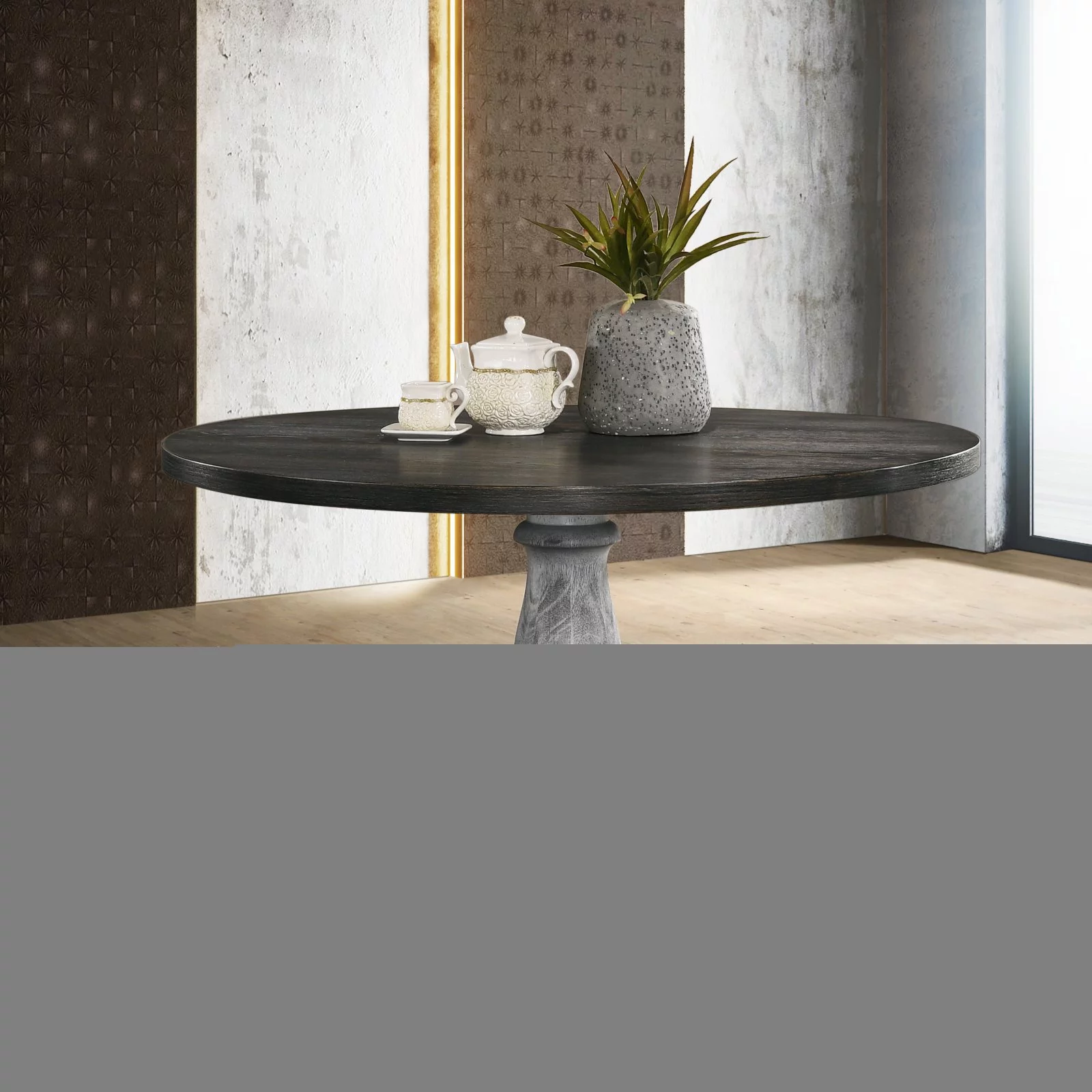 Iris Round Pedestal Wood Dining Table
