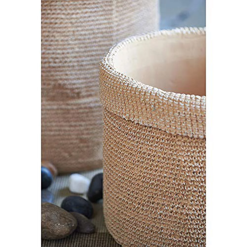A&B Home Set of 2 Faux Woven Basket Cement Planters