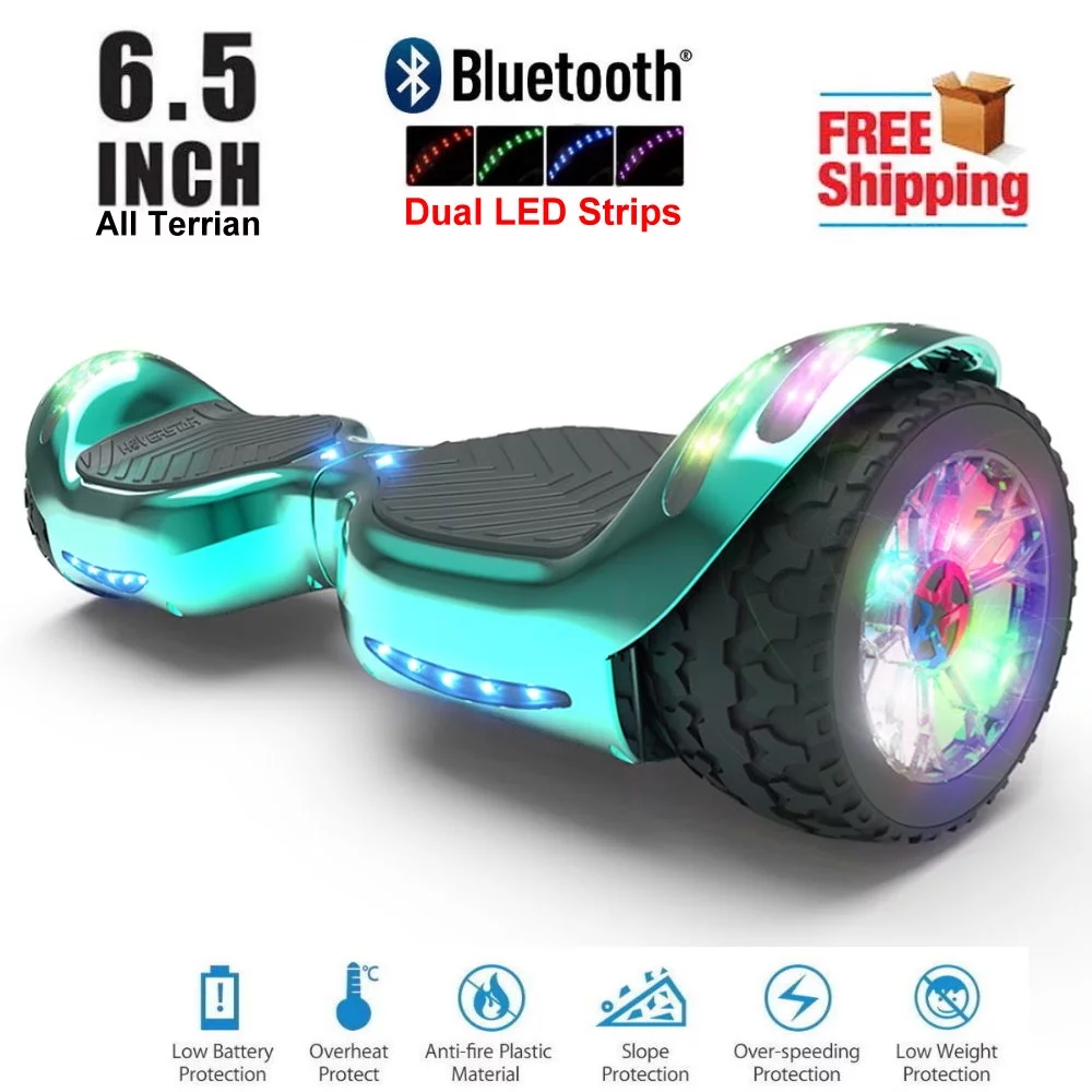 6.5'' Hoverboard with Front/Back LED with Bluetooth Speaker, Self-Balance Flash Wheel, UL Chrome Purple