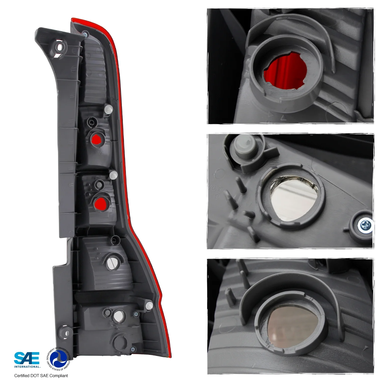 AKKON - Fits 2007-2011 Honda CR-V CRV Chrome Red Tail Light Brake Lamp Driver Left Side Replacement 07 08 09 10 11