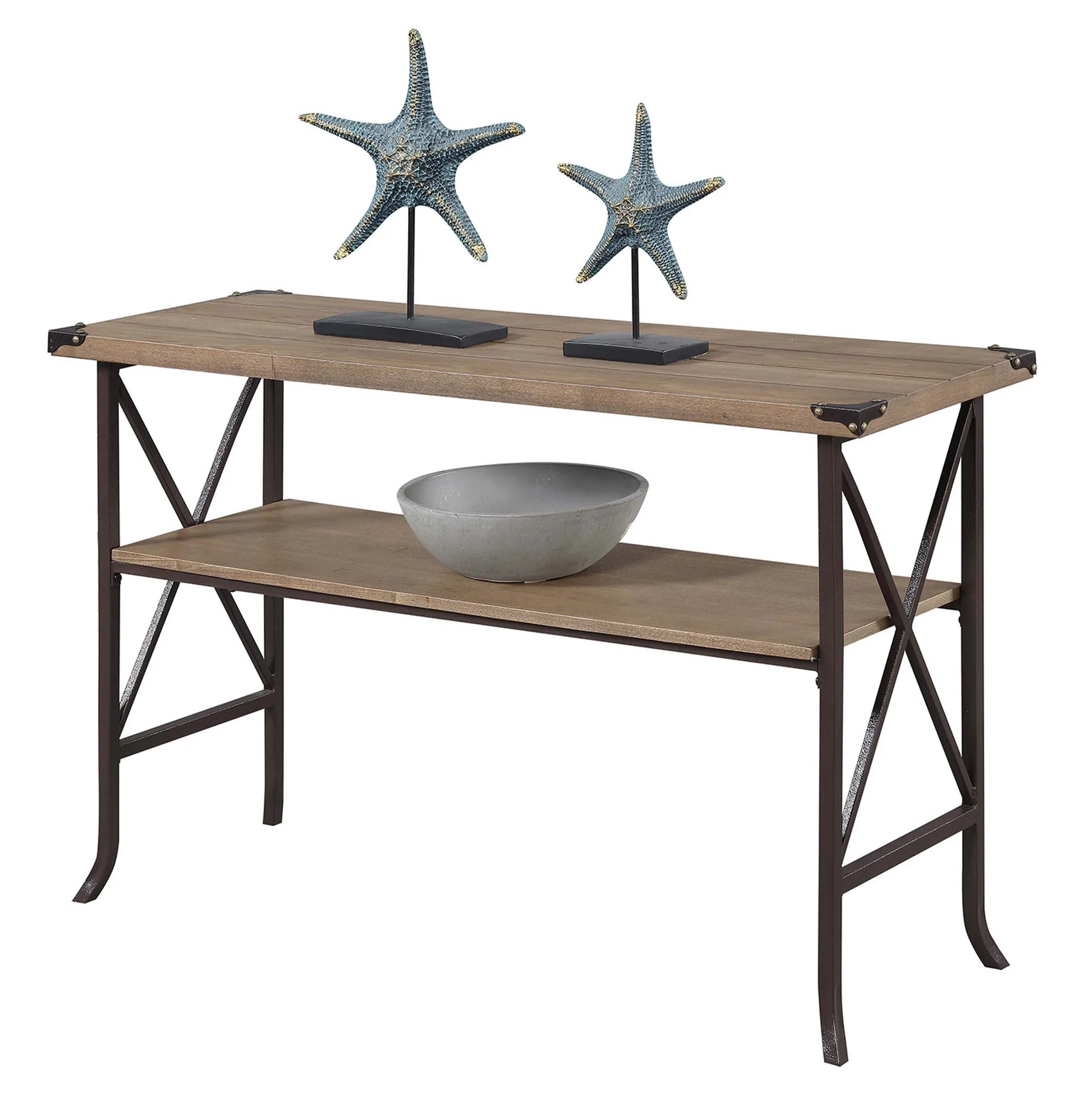 Convenience Concepts Brookline Console Table, Driftwood/Brown Frame