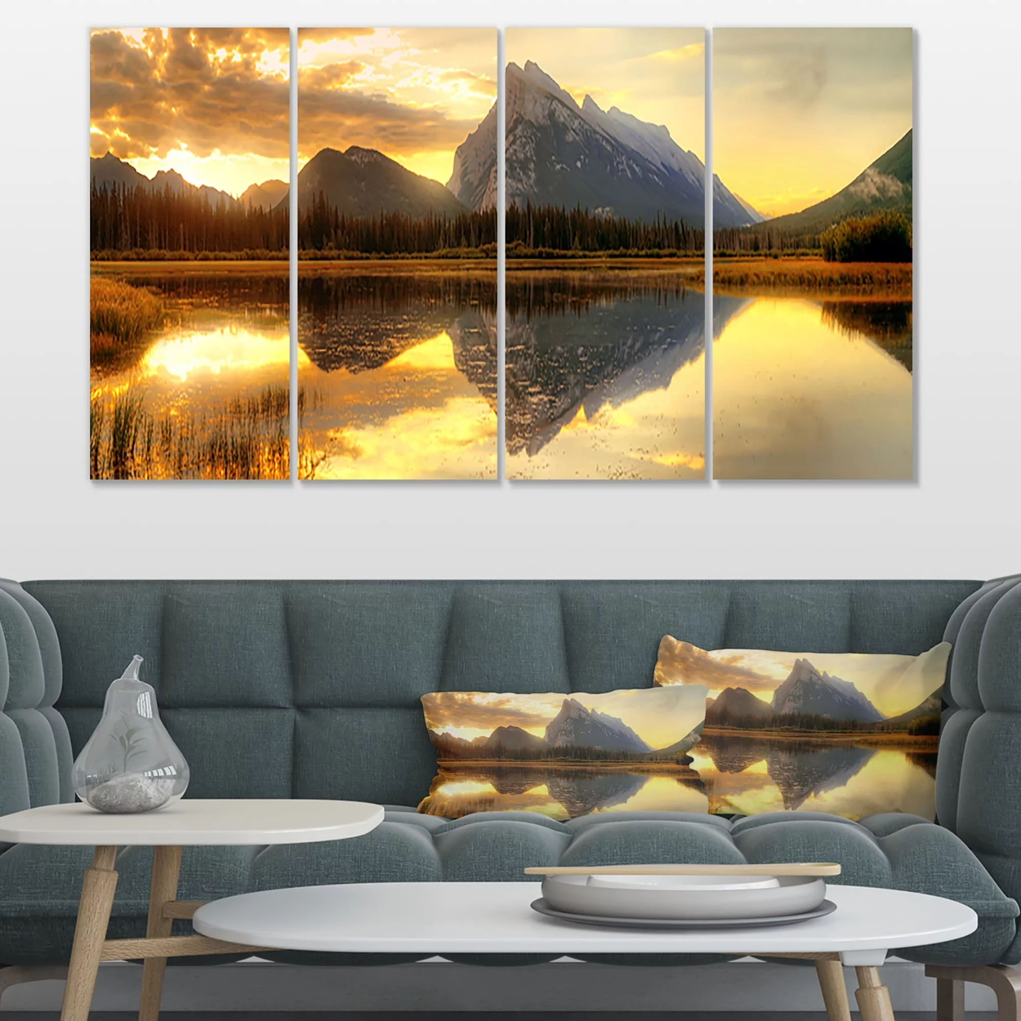 Design Art Vermillion Lake Sunrise in Banff Park 5 Piece Wall Art on Wrapped Canvas Set