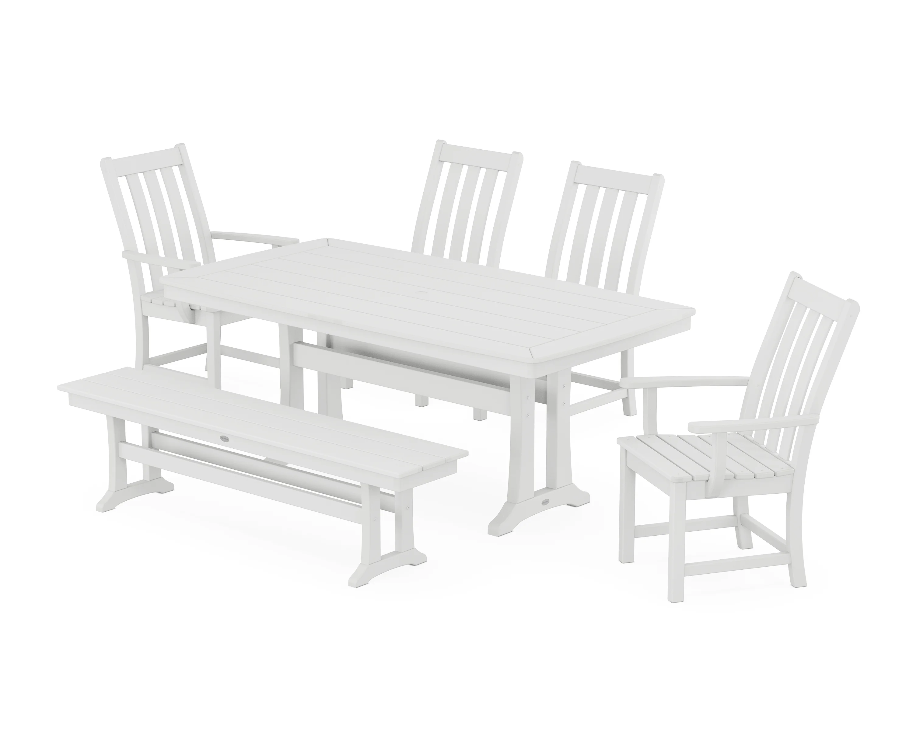 POLYWOOD Vineyard 6-Piece Dining Set with Trestle Legs in White