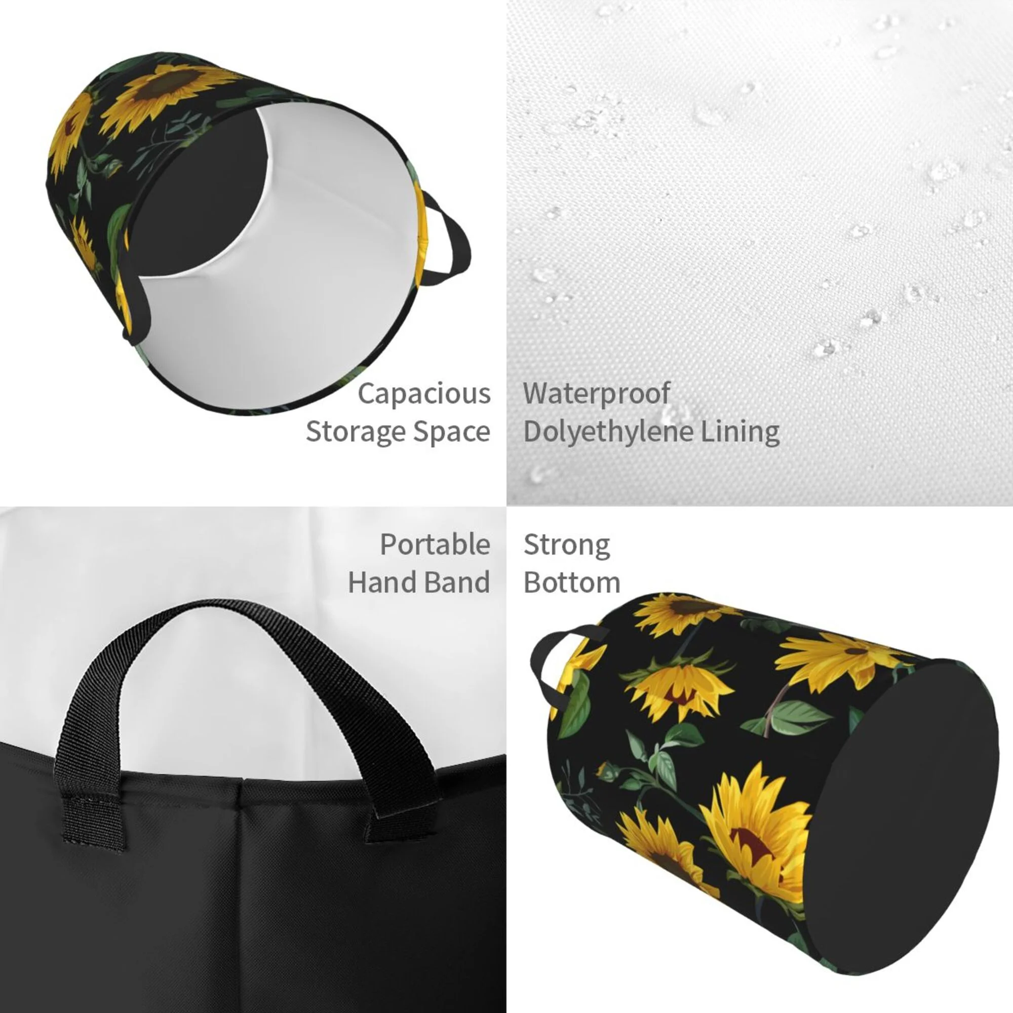 ZICANCN Laundry Basket Organizer, Blooming Sunflower Decoration Collapsible Hamper for Bathroom Bedroom Laundry Room, Small Size